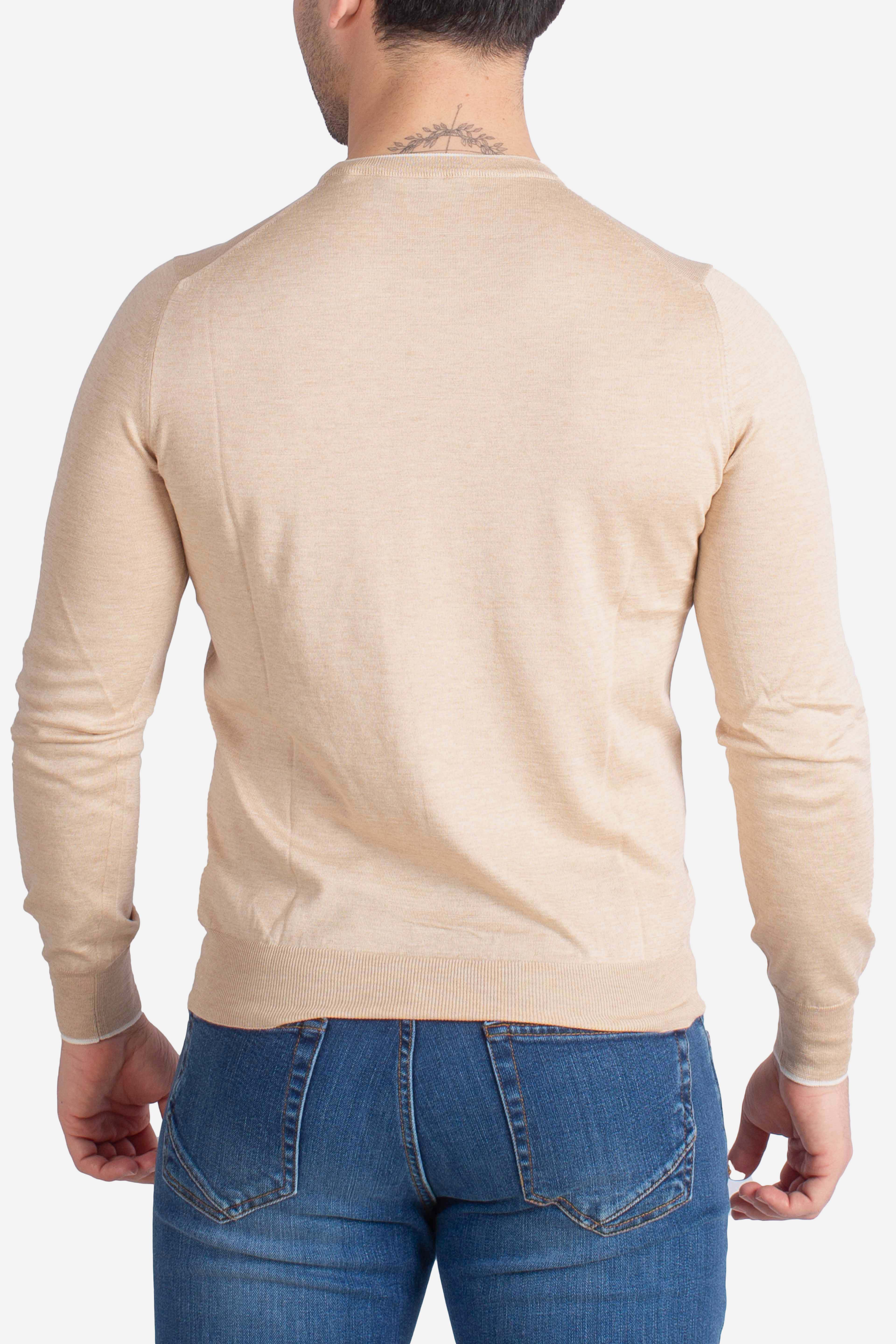 Maglia girocollo in seta e cotone beige