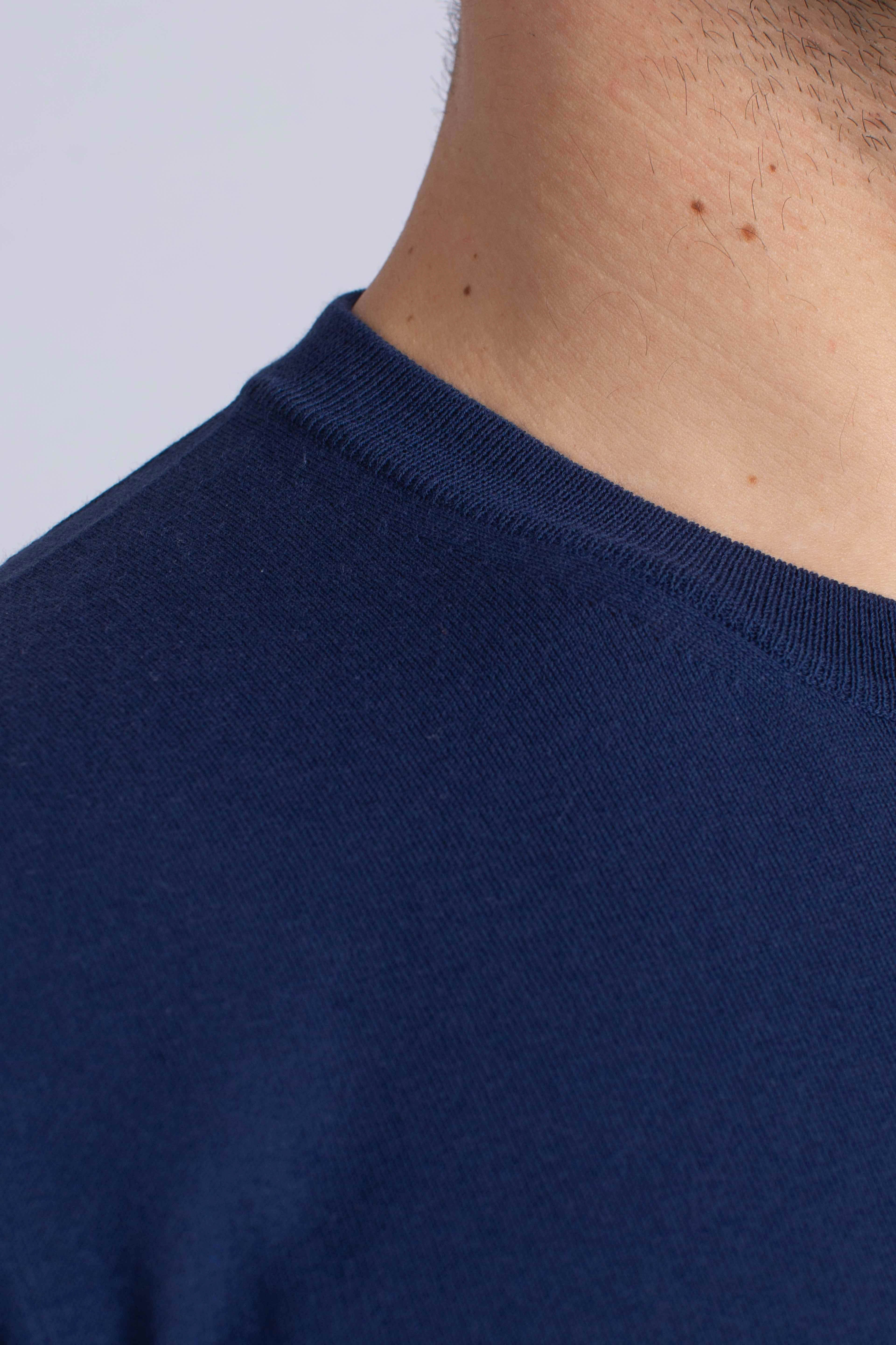 Maglia girocollo in cotone extra-fine blu royal