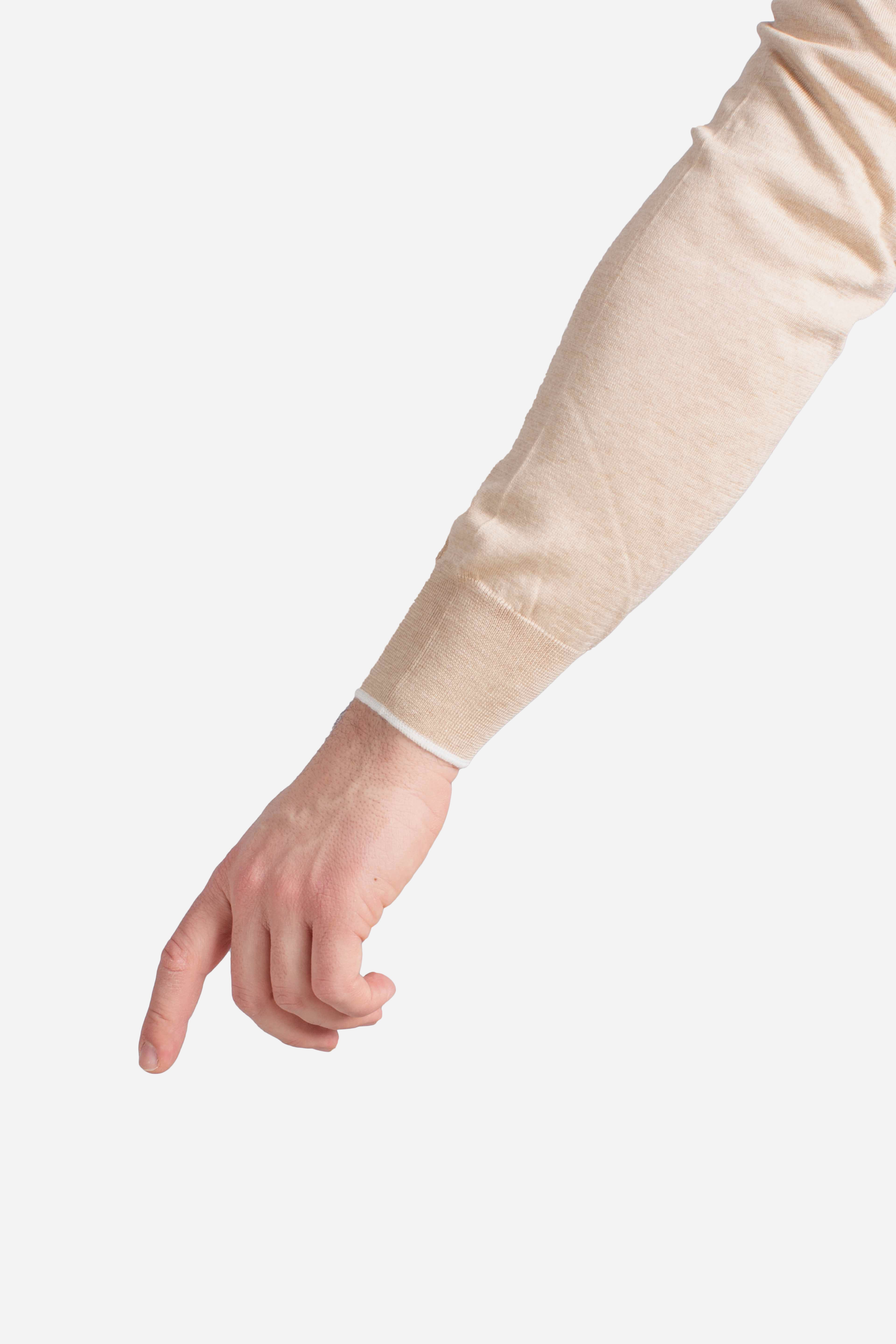 Maglia girocollo in seta e cotone beige