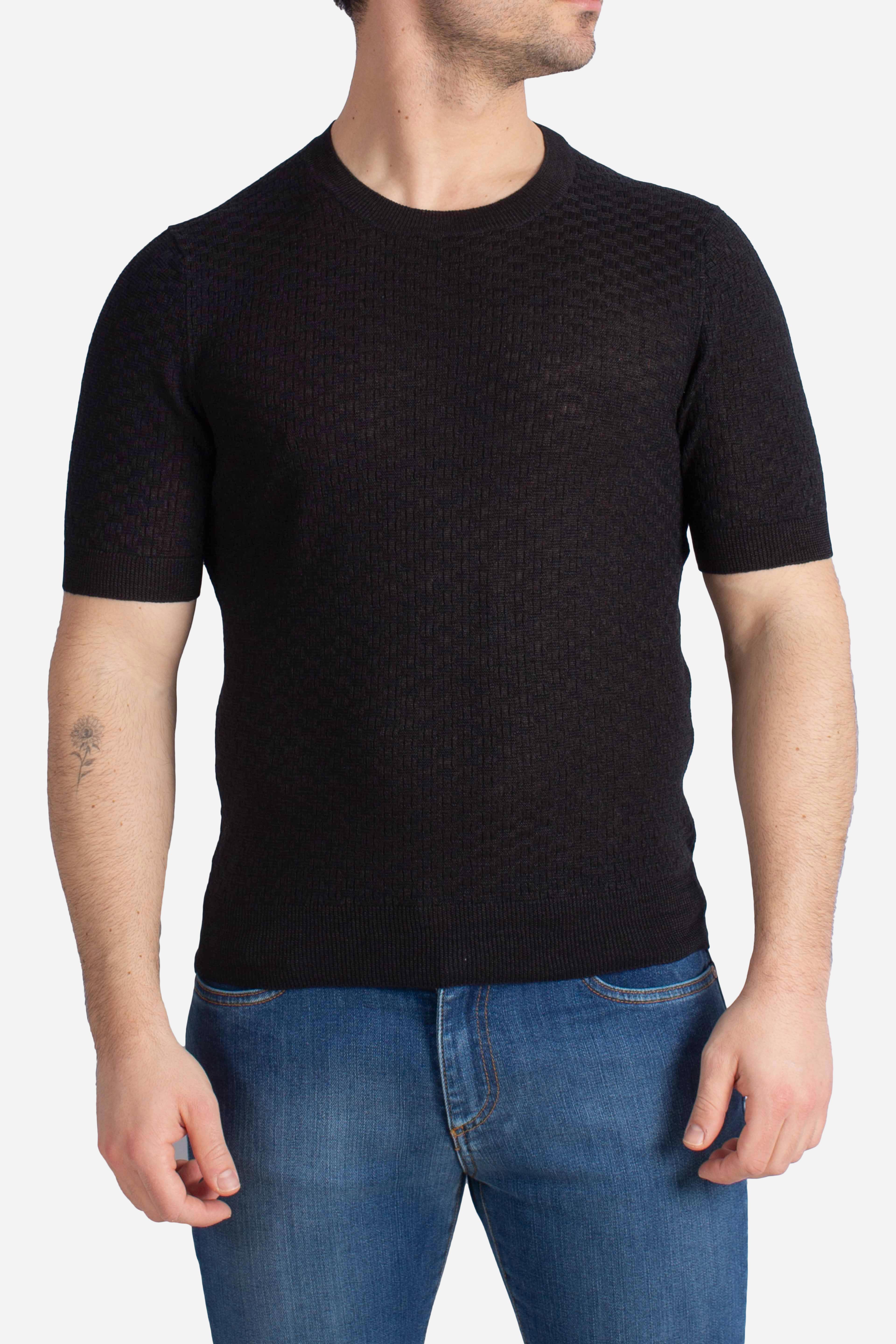 Maglia t-shirt a trama testurizzata nero