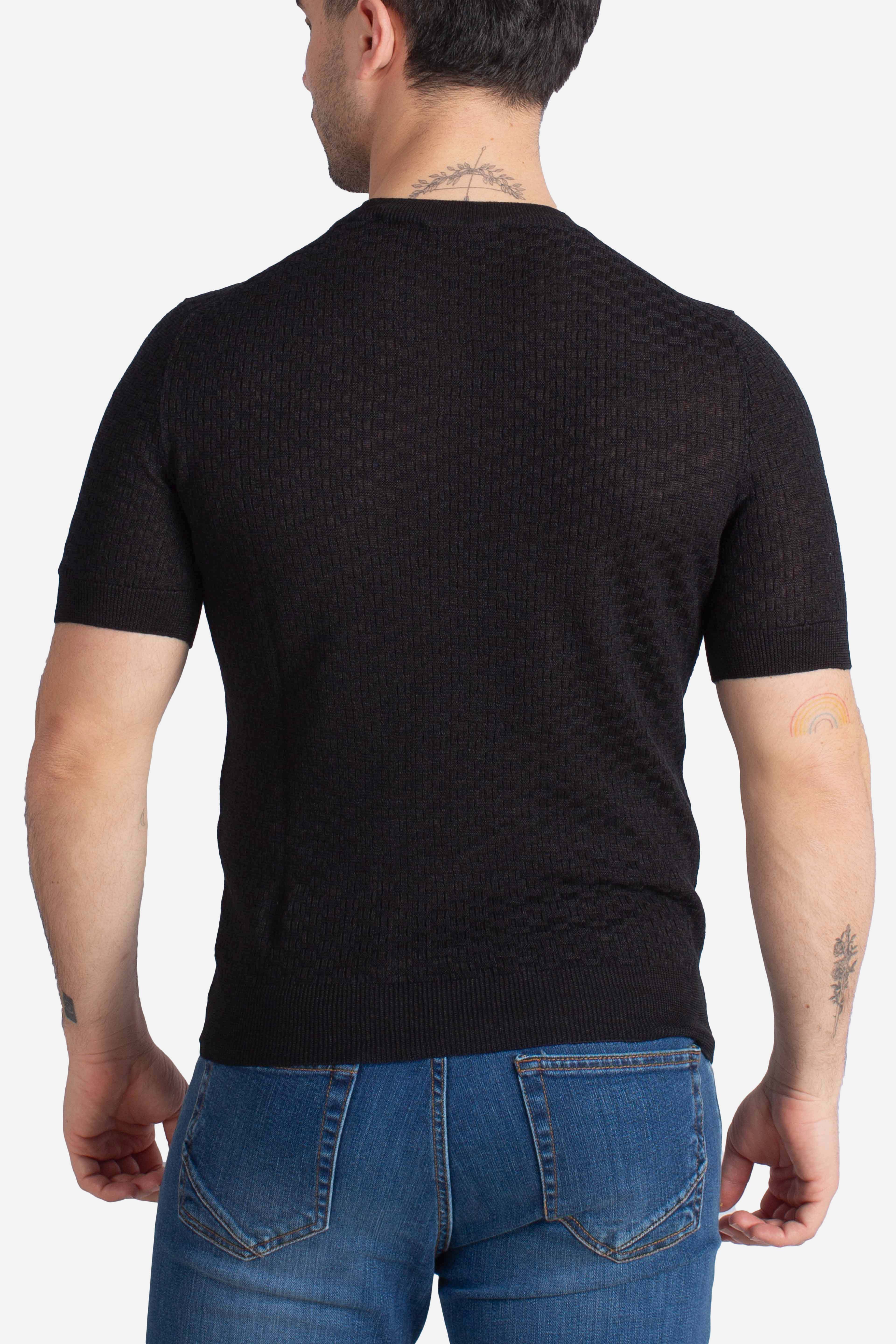 Maglia t-shirt a trama testurizzata nero