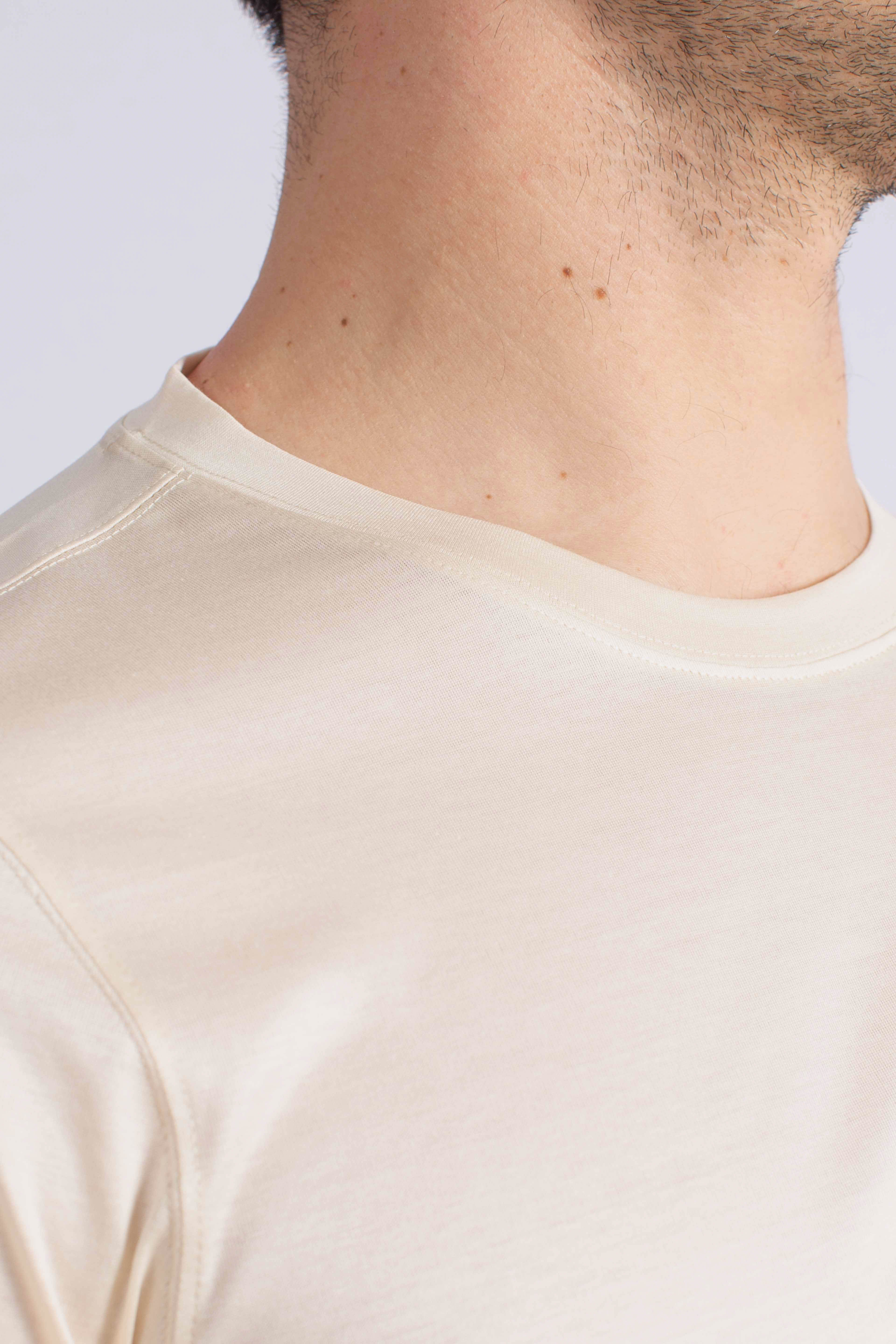 T-shirt in filo di scozia beige natural