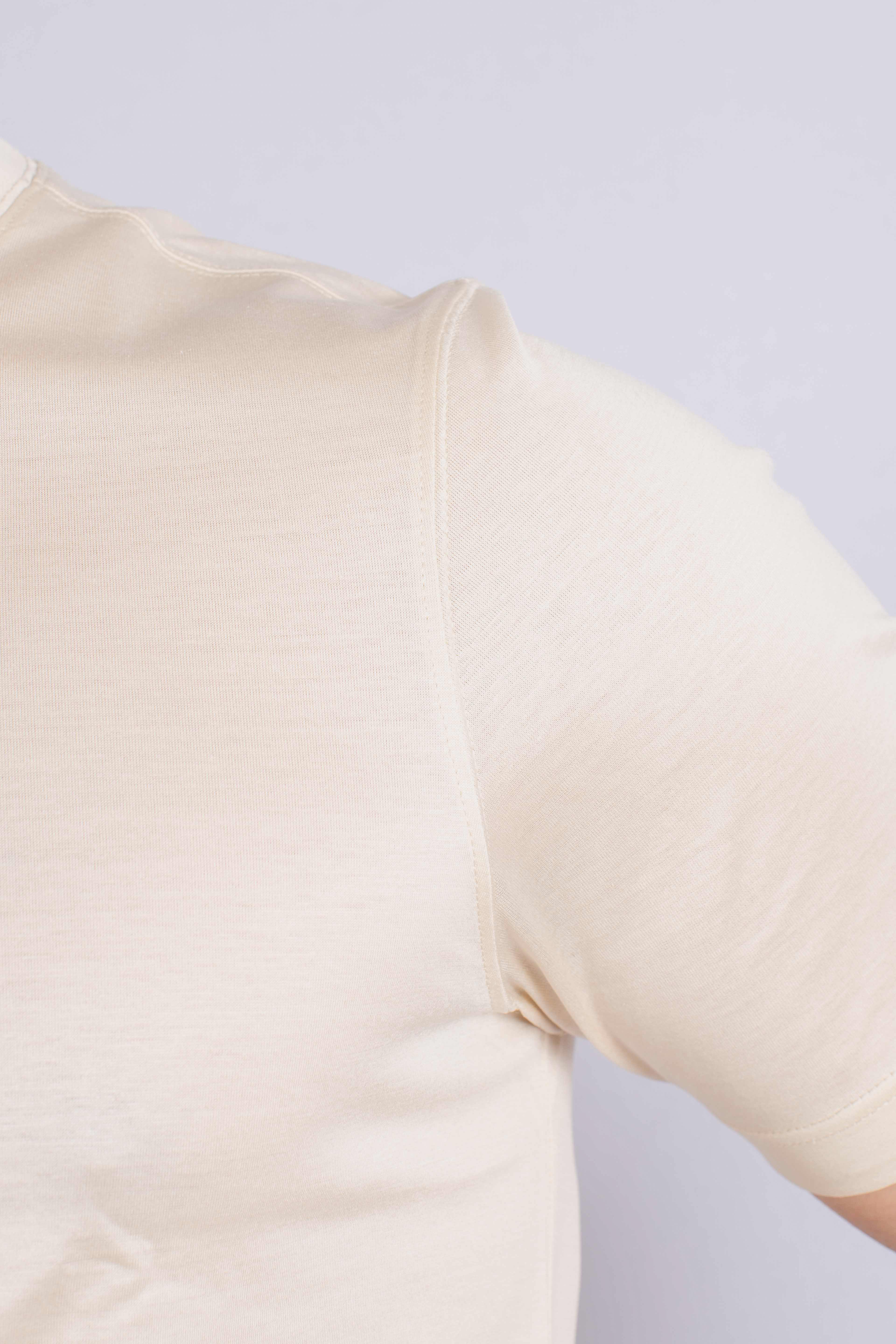 T-shirt in filo di scozia beige natural