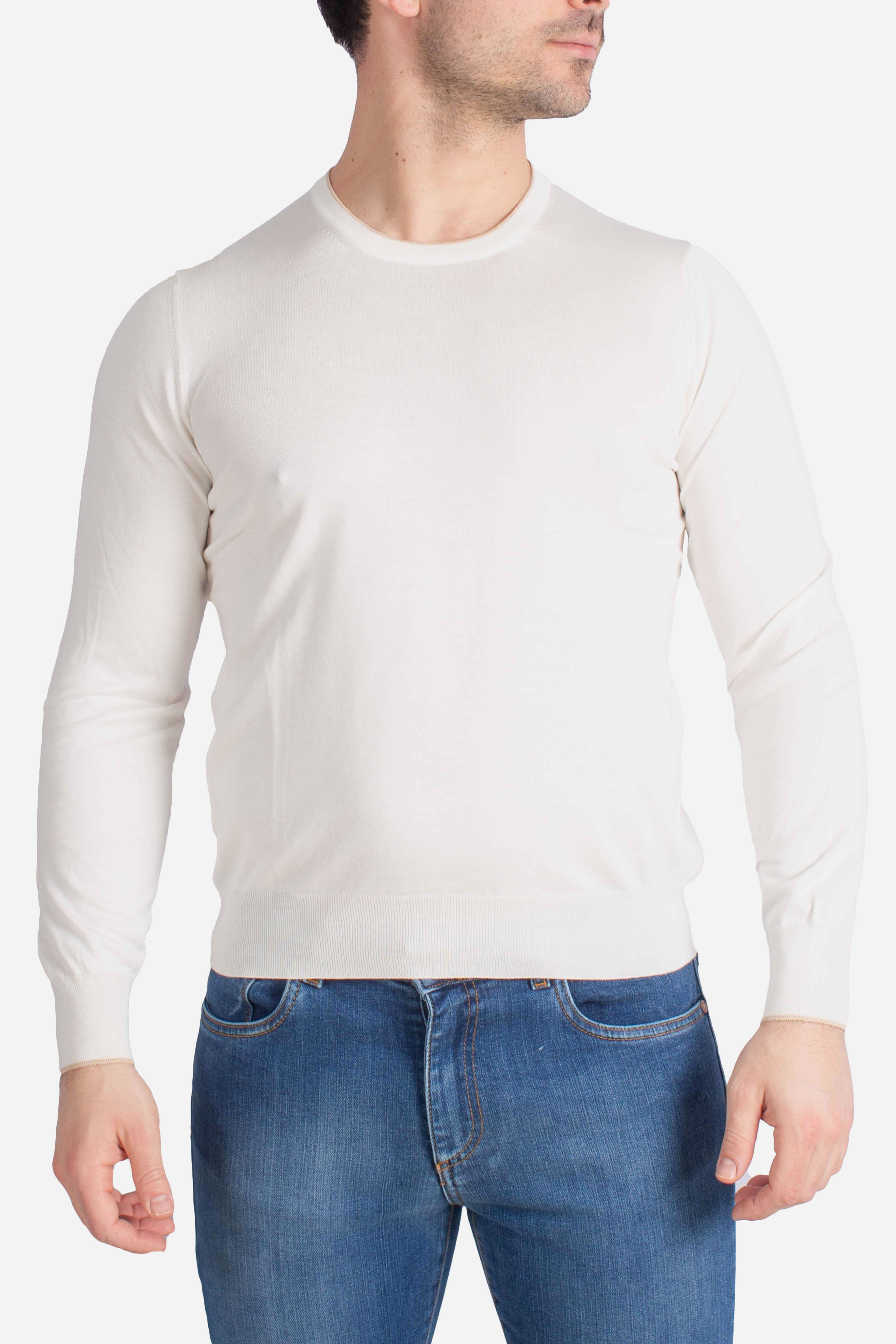 Maglia girocollo in seta e cotone bianco