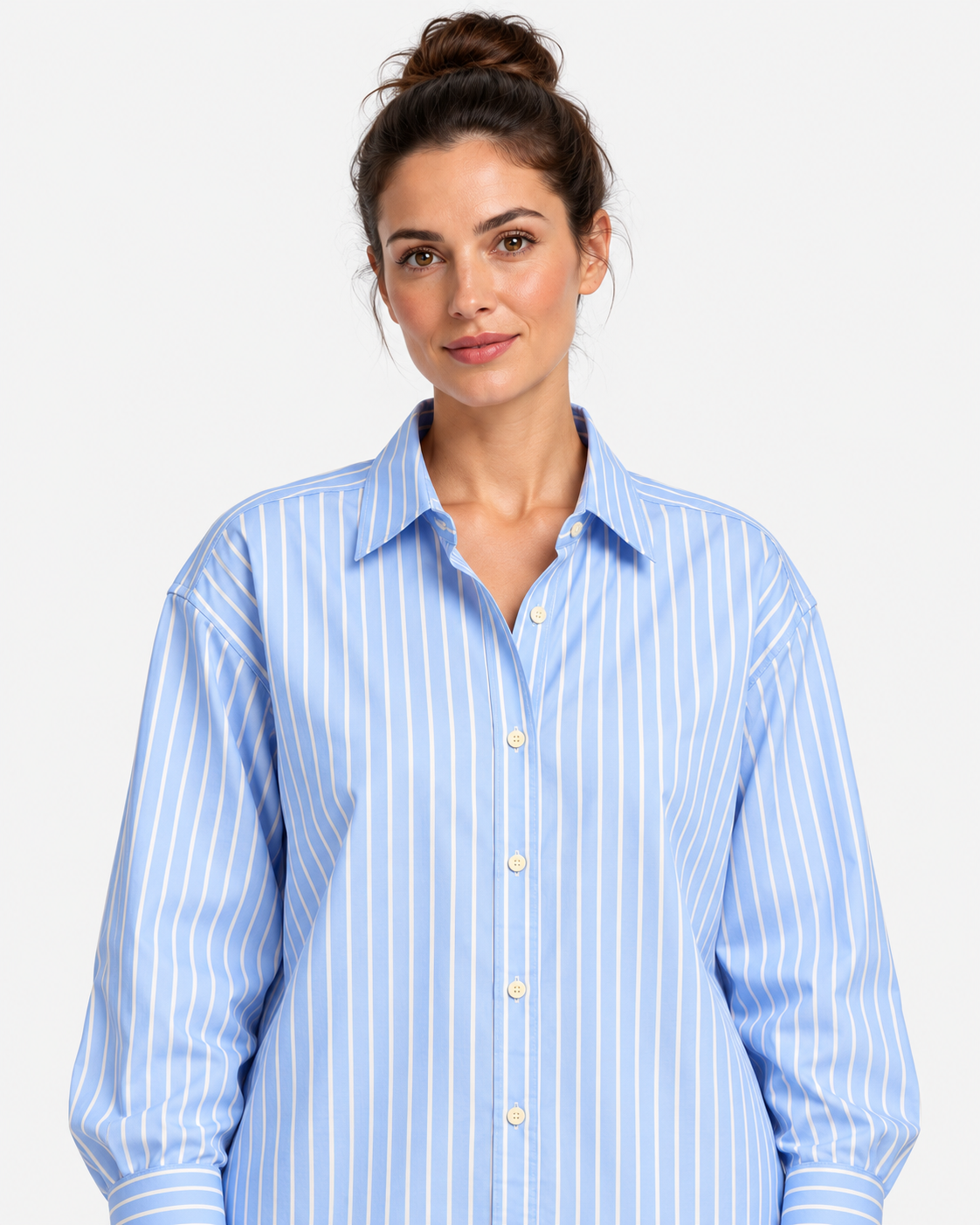 MC2 Saint Barth Camicia Donna Meredith in Cotone a Righe Azzurre e Bianche