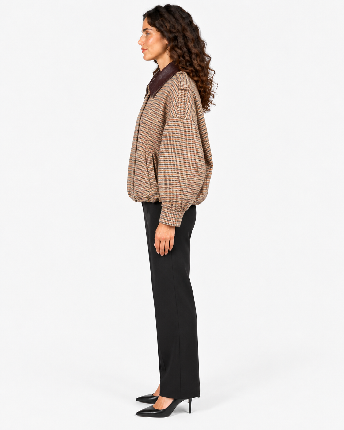Imperial Giubbotto Donna a Quadri Beige e Cammello