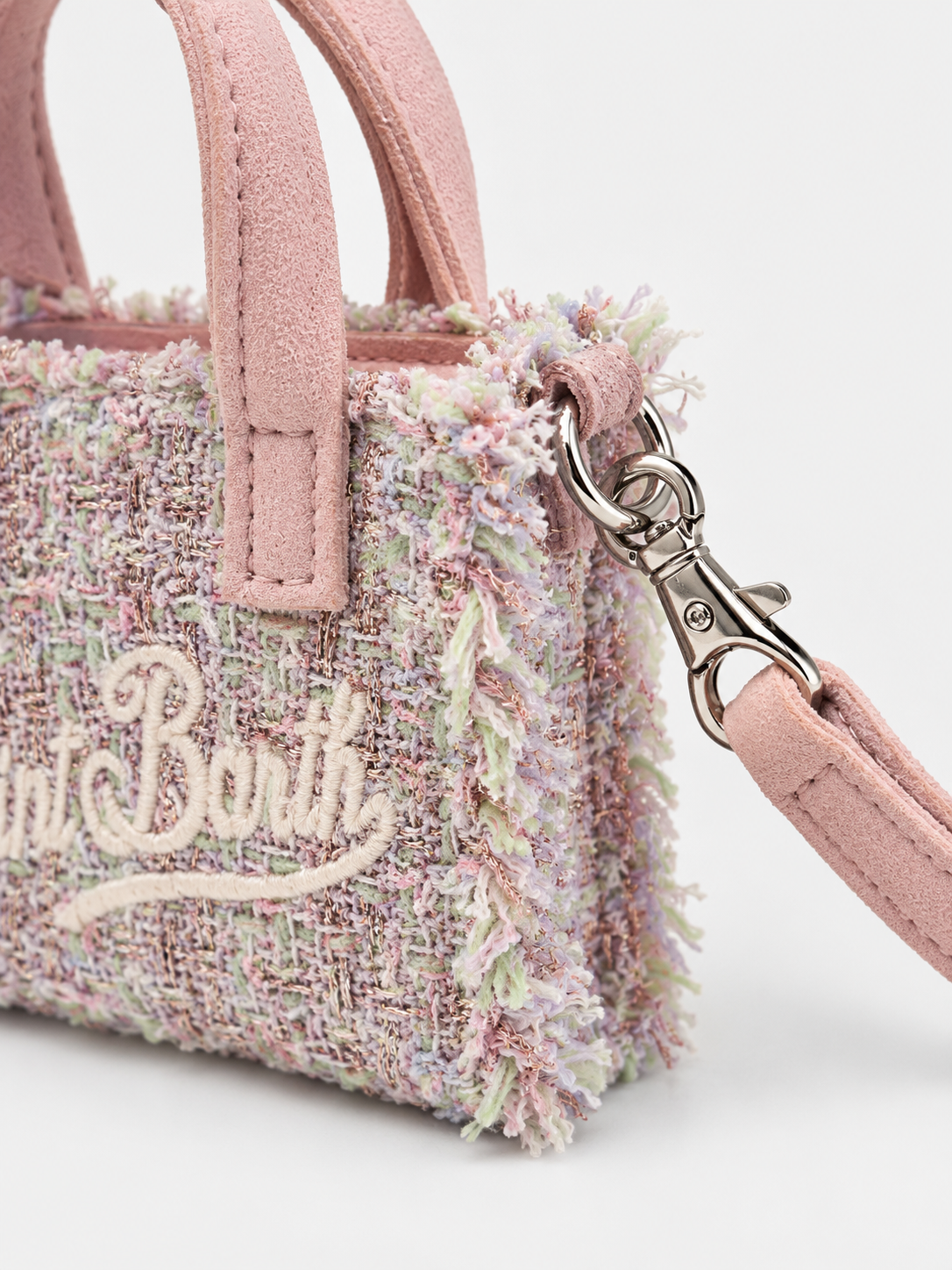 MC2 Saint Barth Key Bag Donna in Tweed Lurex Rosa Multicolore