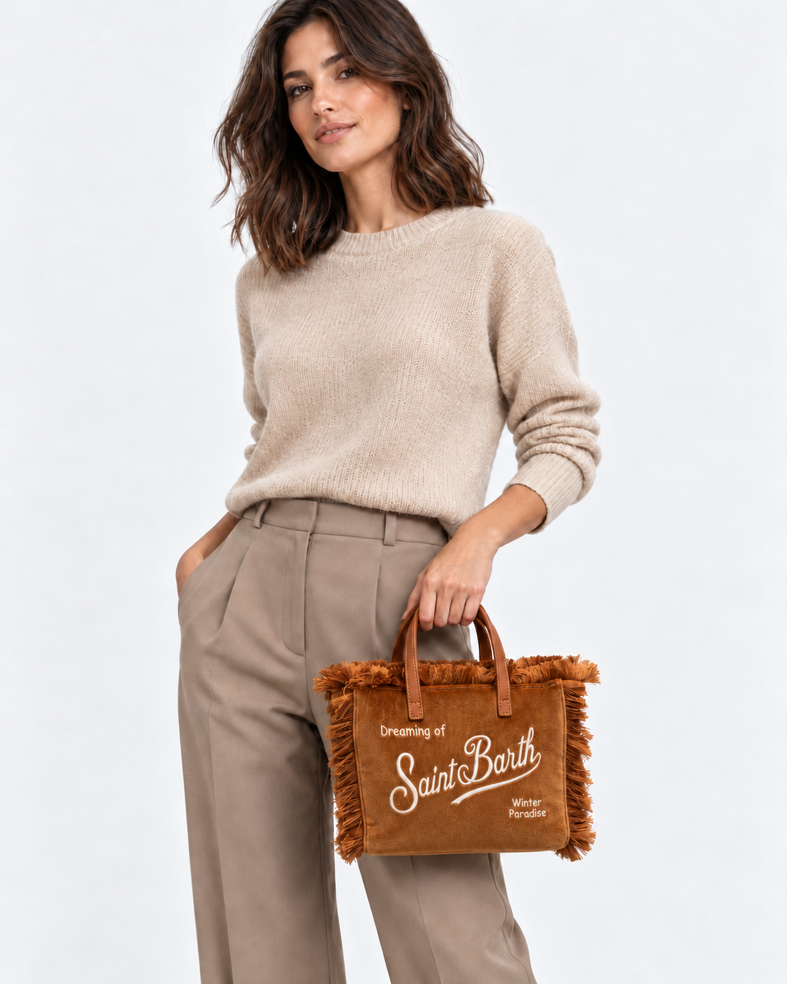 MC2 Saint Barth Borsa Donna Vanity Mini in Velluto Color Cuoio