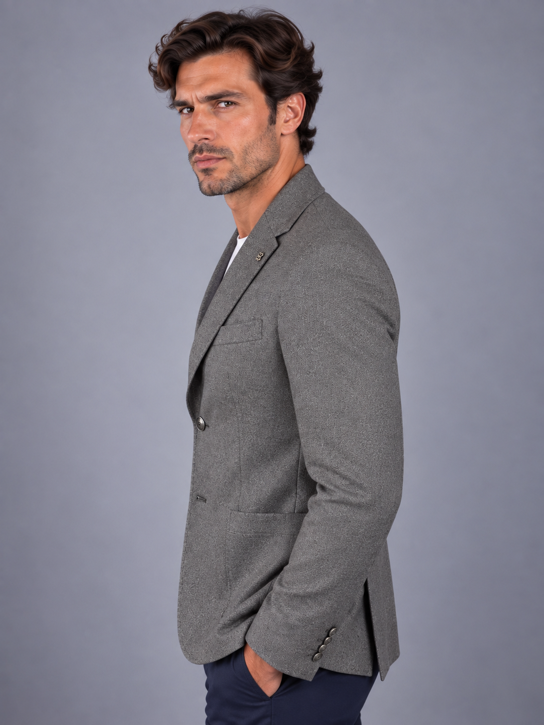 Tagliatore giacca uomo montecarlo monopetto grigio silver