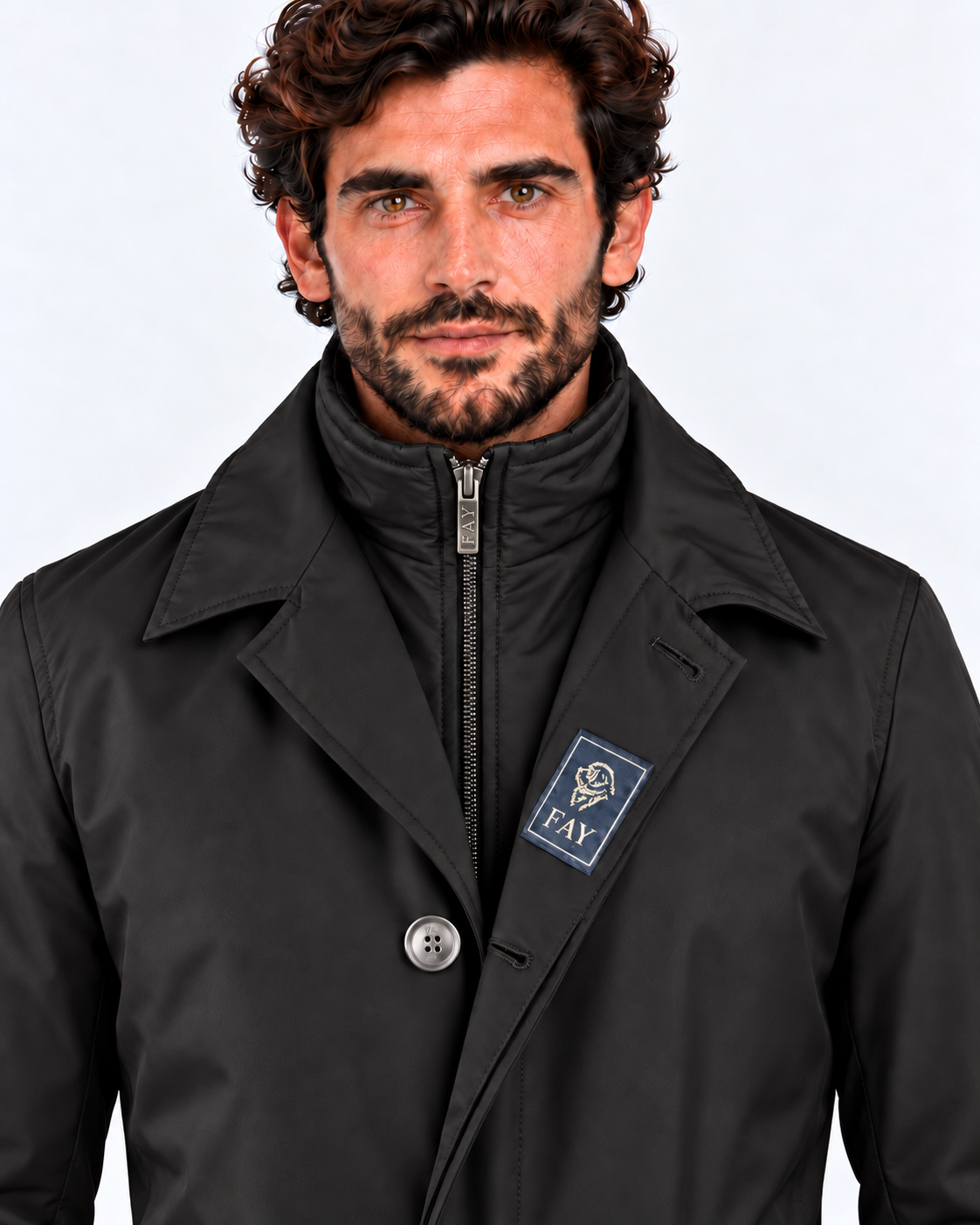 Fay impermeabile uomo Morning Coat in popeline tecnico nero