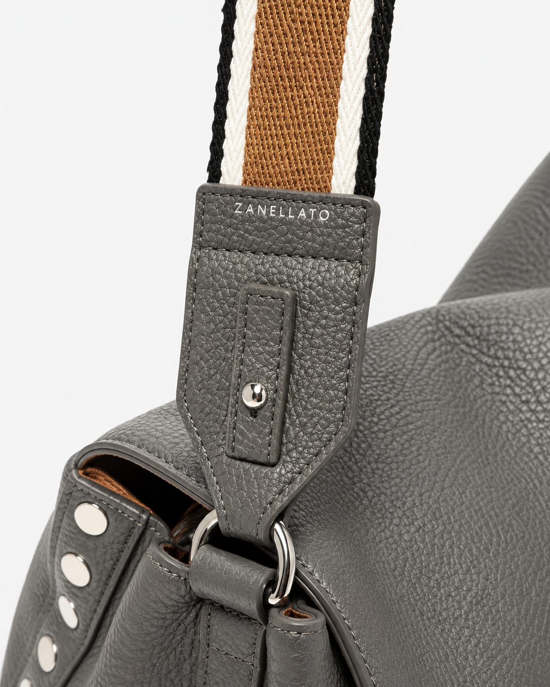BORSA POSTINA® MEDIUM IN PELLE MARTELLATA GREY VULCANO
