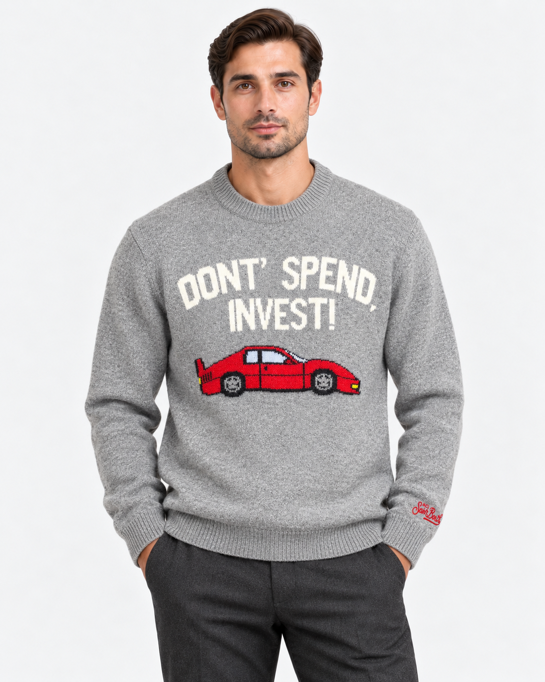 MC2 Saint Barth Maglia Uomo Heron Grigia Spend Red Car