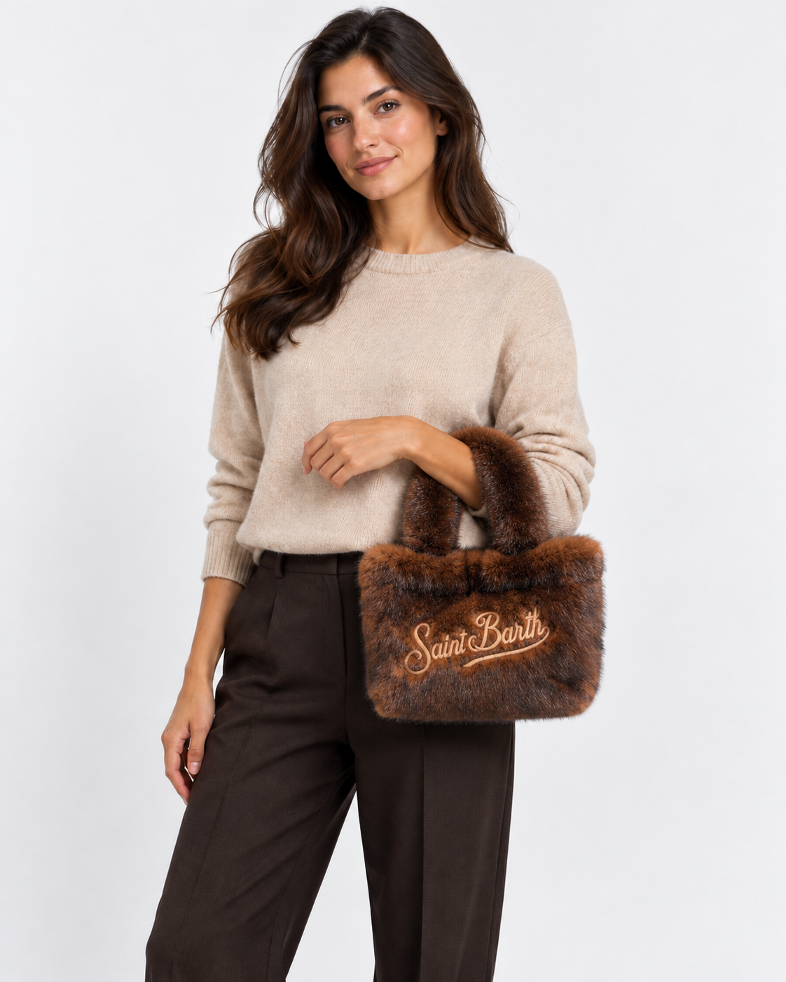 MC2 Saint Barth Borsa Donna Vanity Mini Soft Fur Marrone