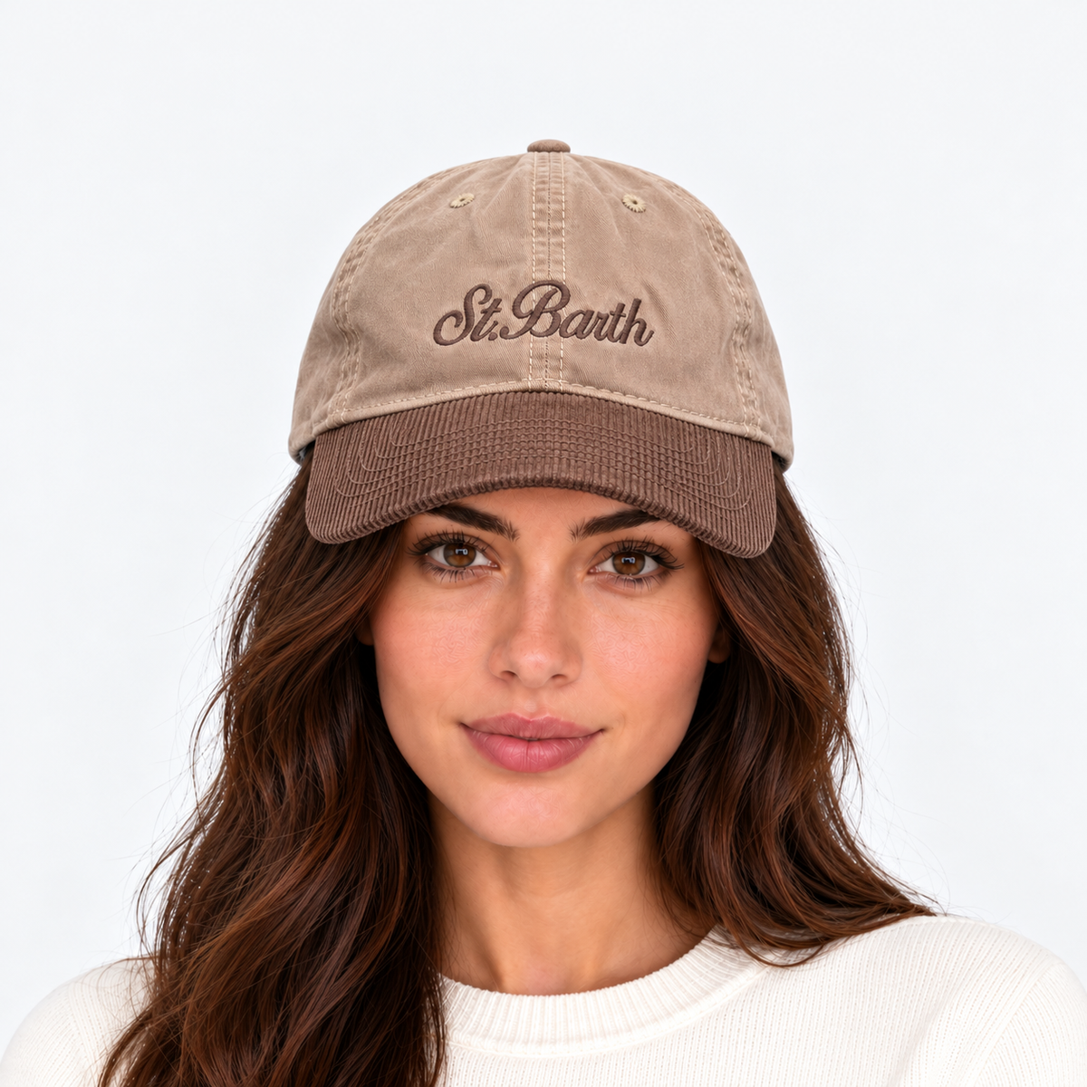 MC2 Saint Barth Cappello Donna Baseball Wax Corduroy Beige e Marrone