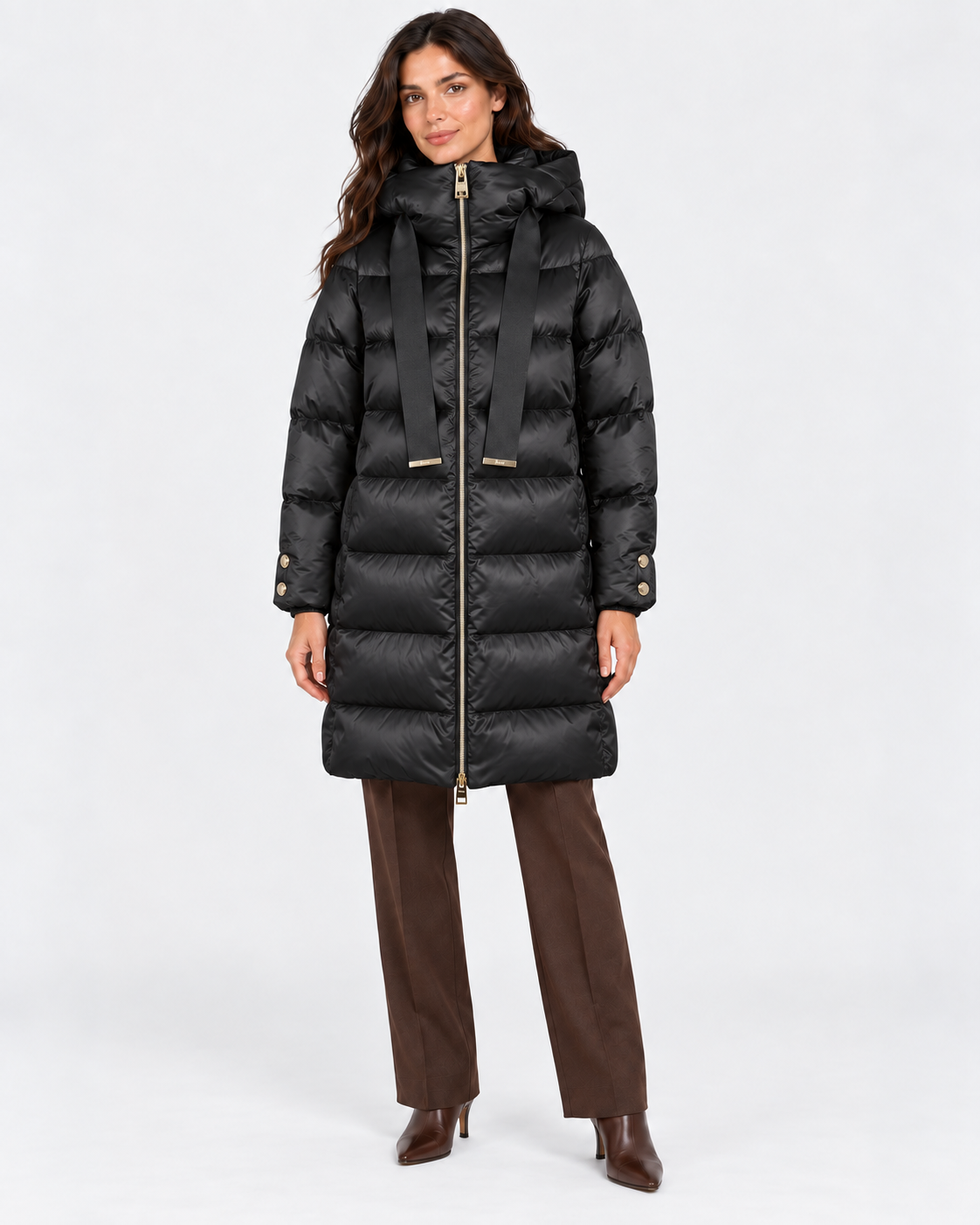 Herno Piumino donna A-shape in satin nero