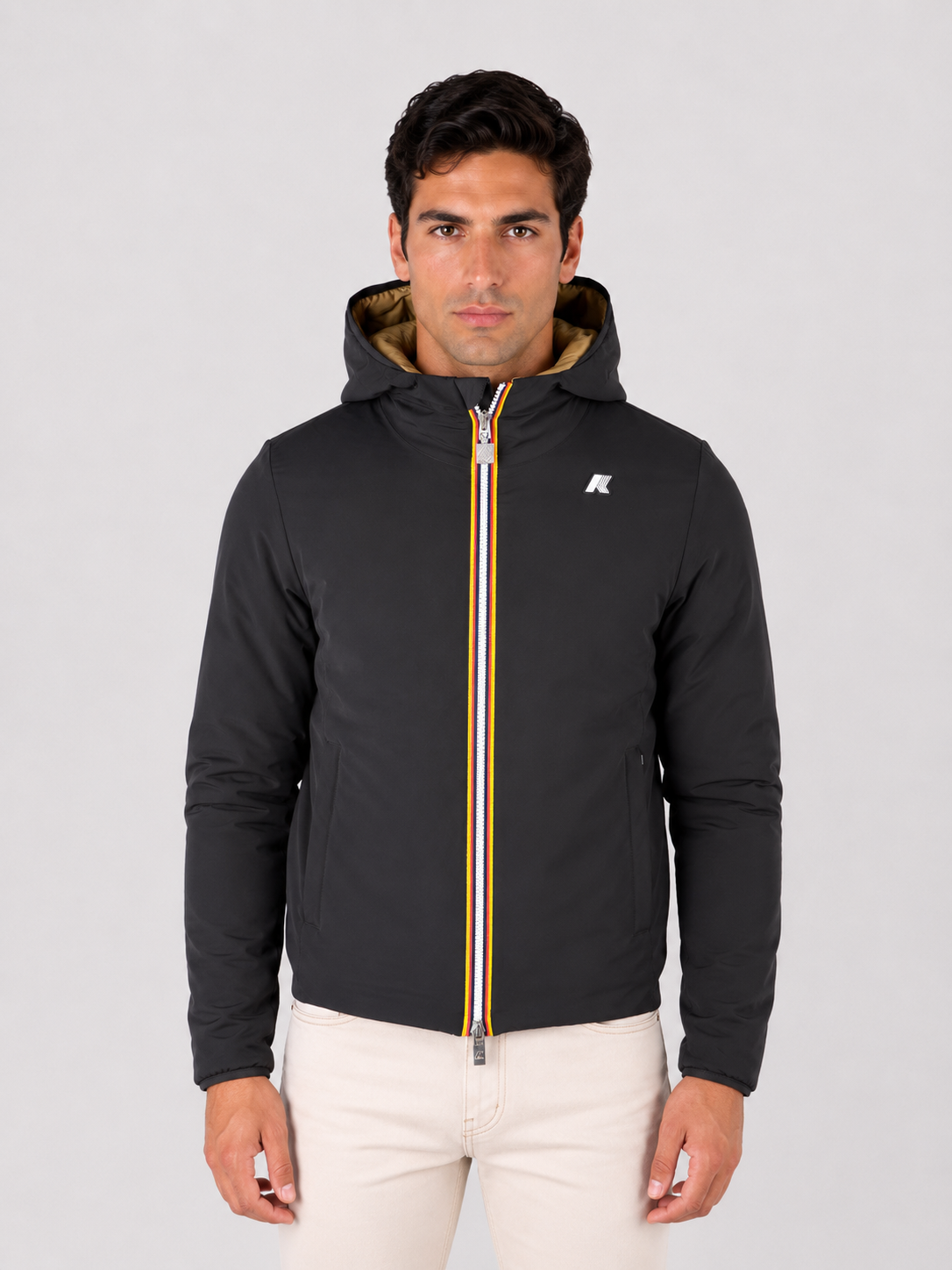 Giubbotto k-way uomo Jack St Warm Double reversibile black pure - beige khaki
