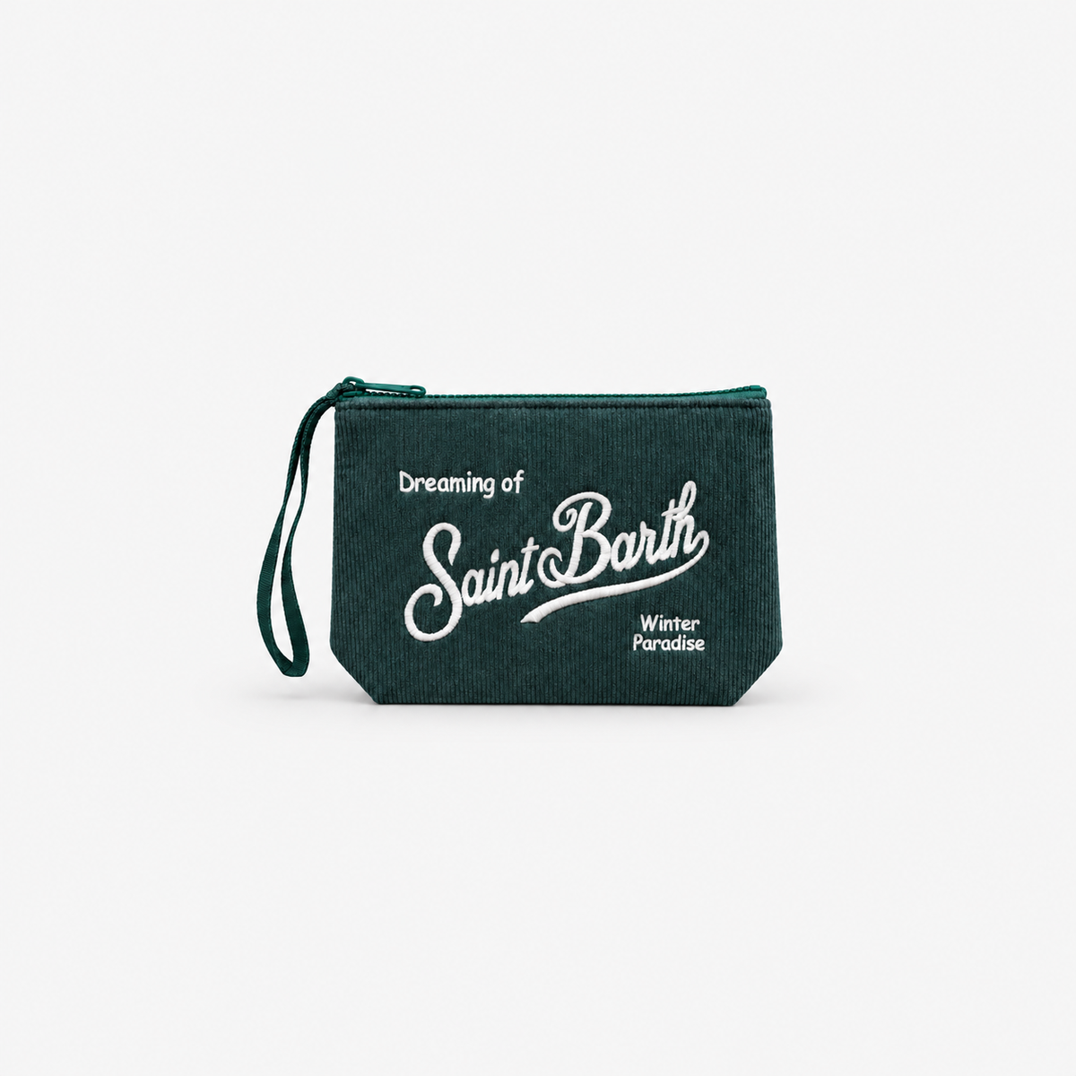 MC2 Saint Barth Pochette Donna Aline in Velluto a Coste Verde Scuro