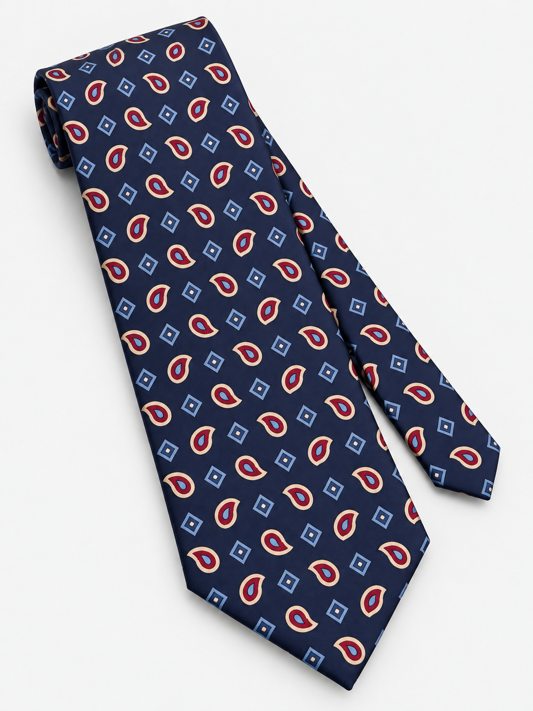 Fefè Cravatta Uomo in Seta Blu Navy con Fantasia Paisley