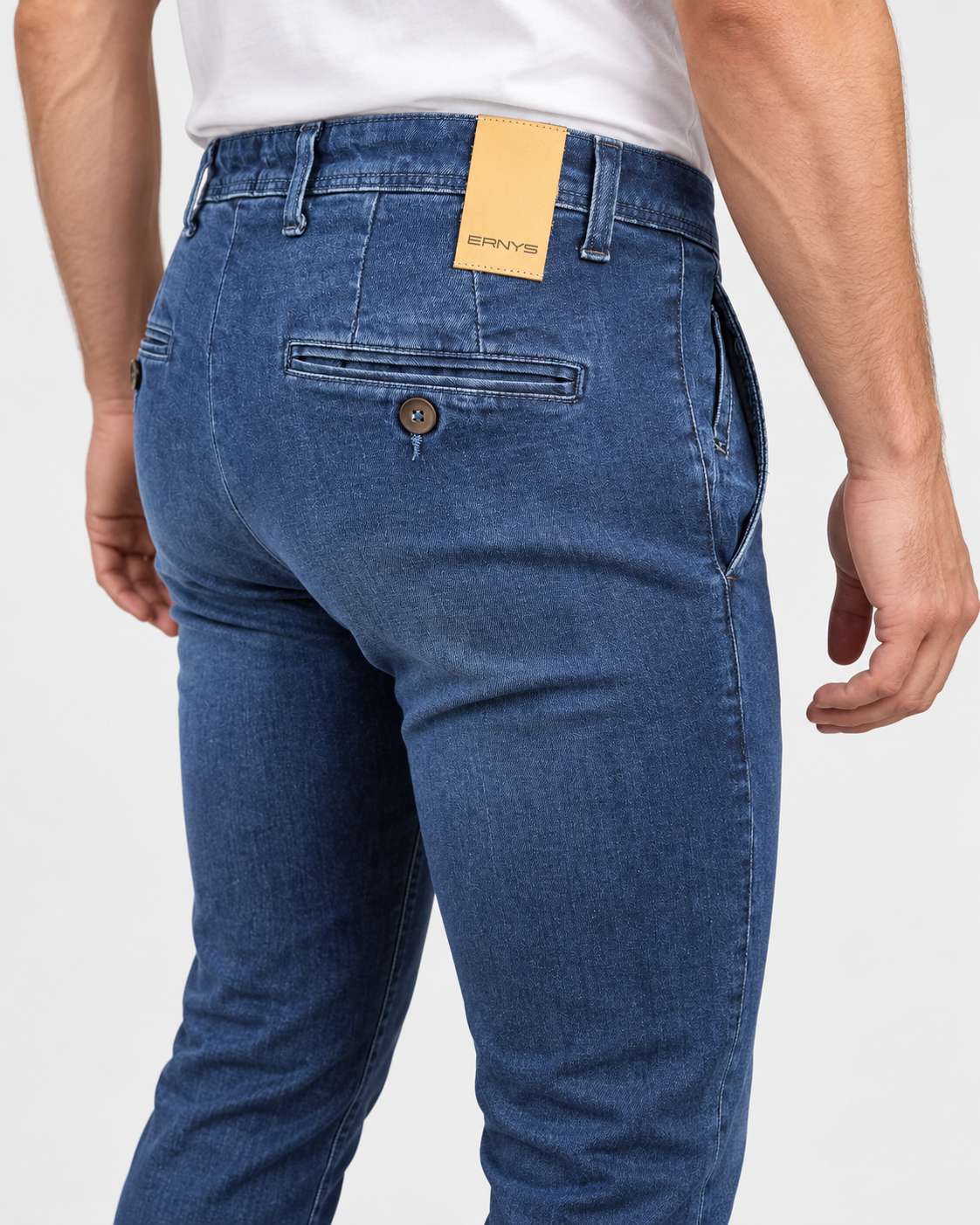 Ernys Jeans uomo blu in cotone stretch con tasca America