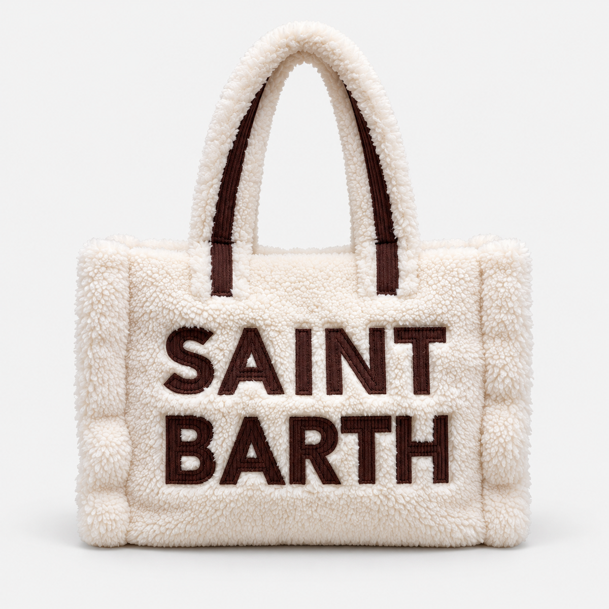 MC2 Saint Barth Borsa Donna Colette Teddy Panna con Logo Marrone