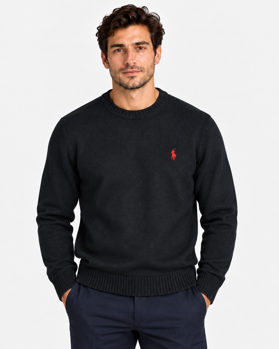 Polo Ralph Lauren Maglione Uomo Girocollo in Cotone Black