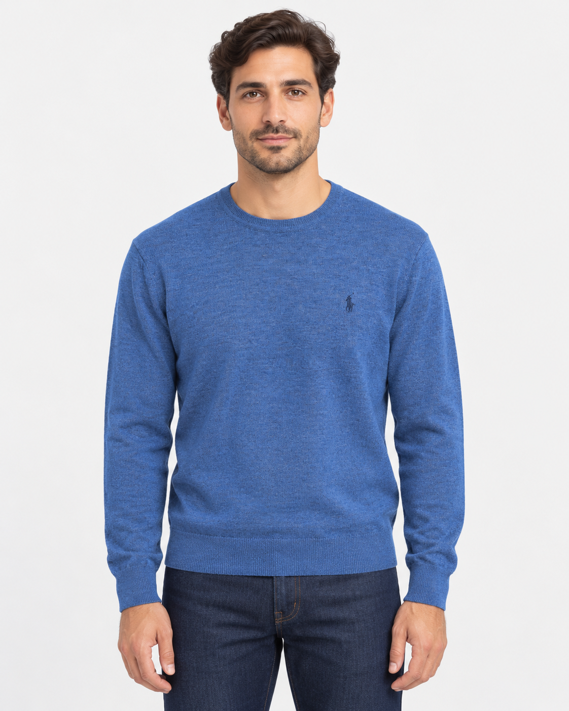 Polo Ralph Lauren maglione uomo girocollo in lana slim-fit Navy Heather