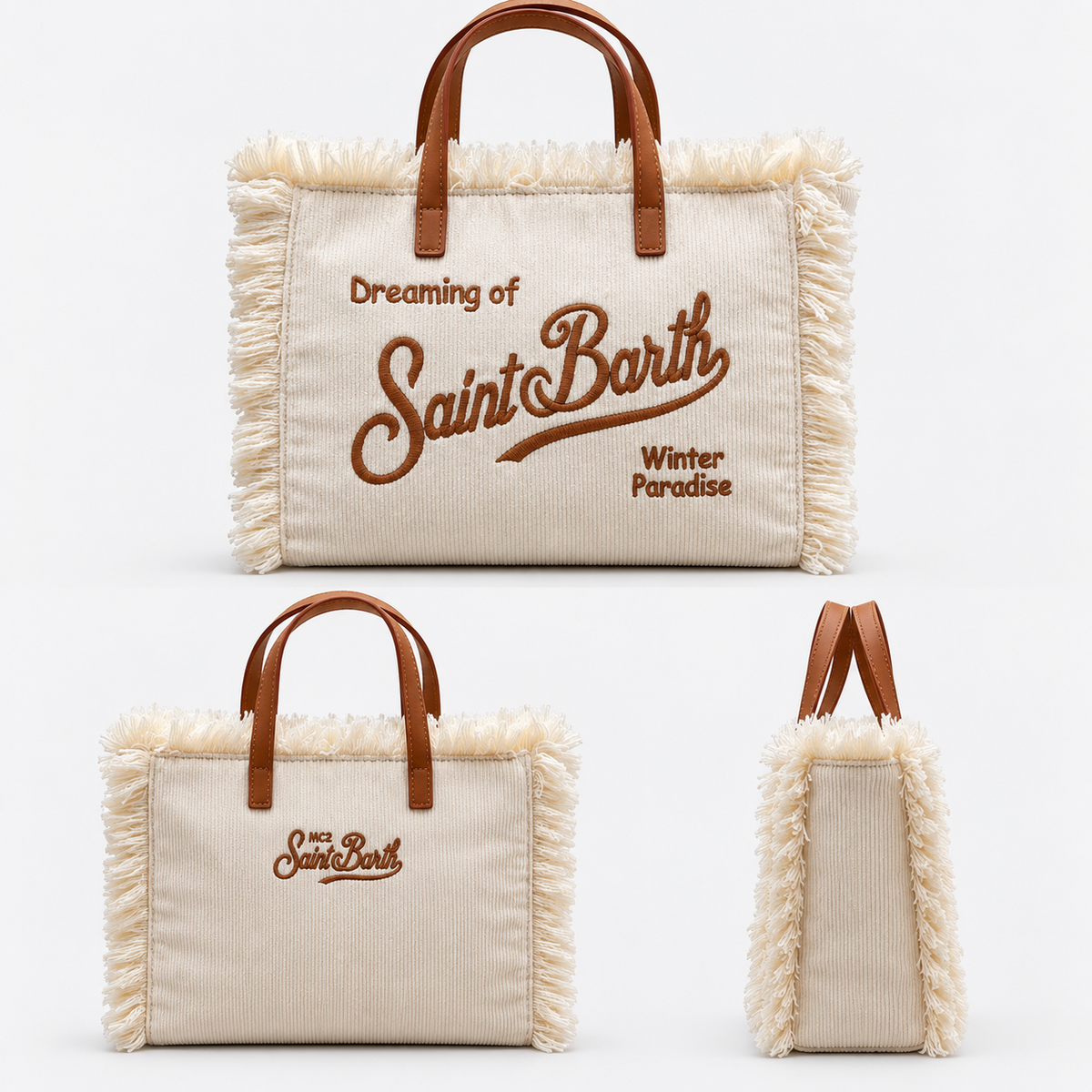 MC2 Saint Barth Borsa Donna Colette in Velluto Panna