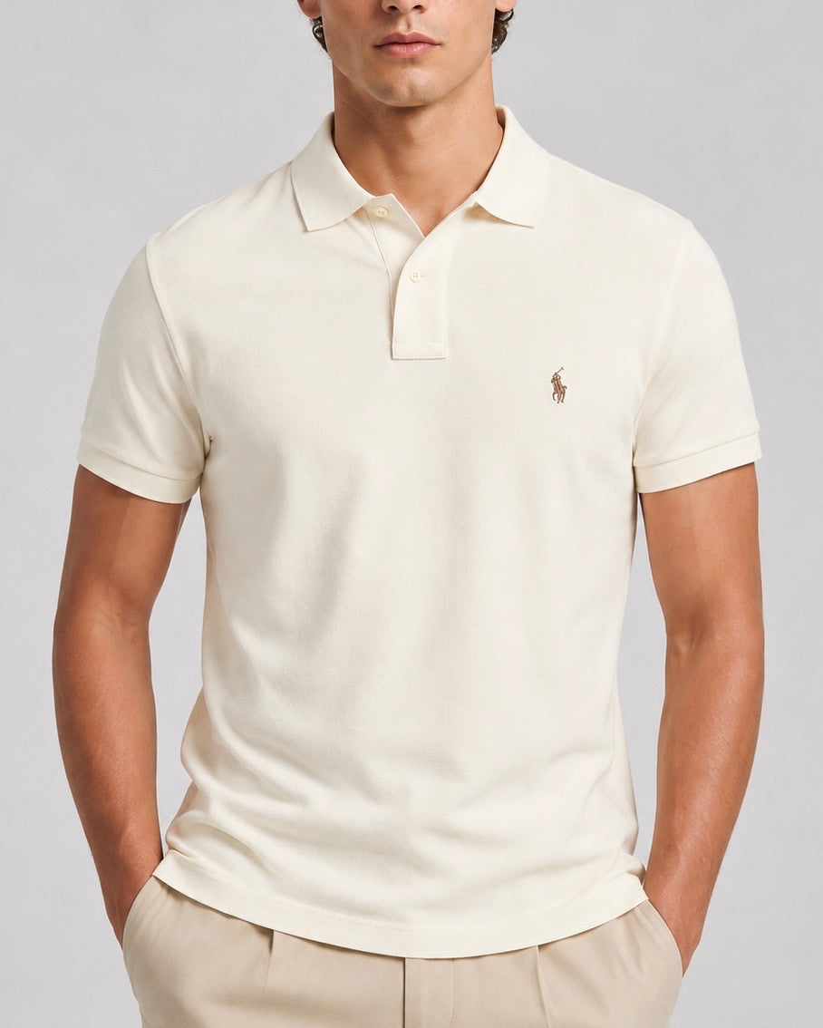 Polo iconica in piqué Custom Slim-Fit cream
