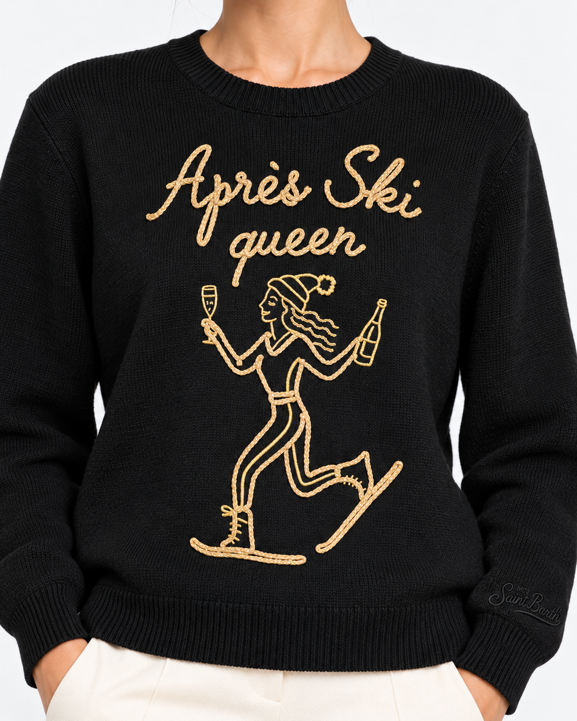 MC2 Saint Barth Maglia Donna New Queen Après Ski Queen Nera