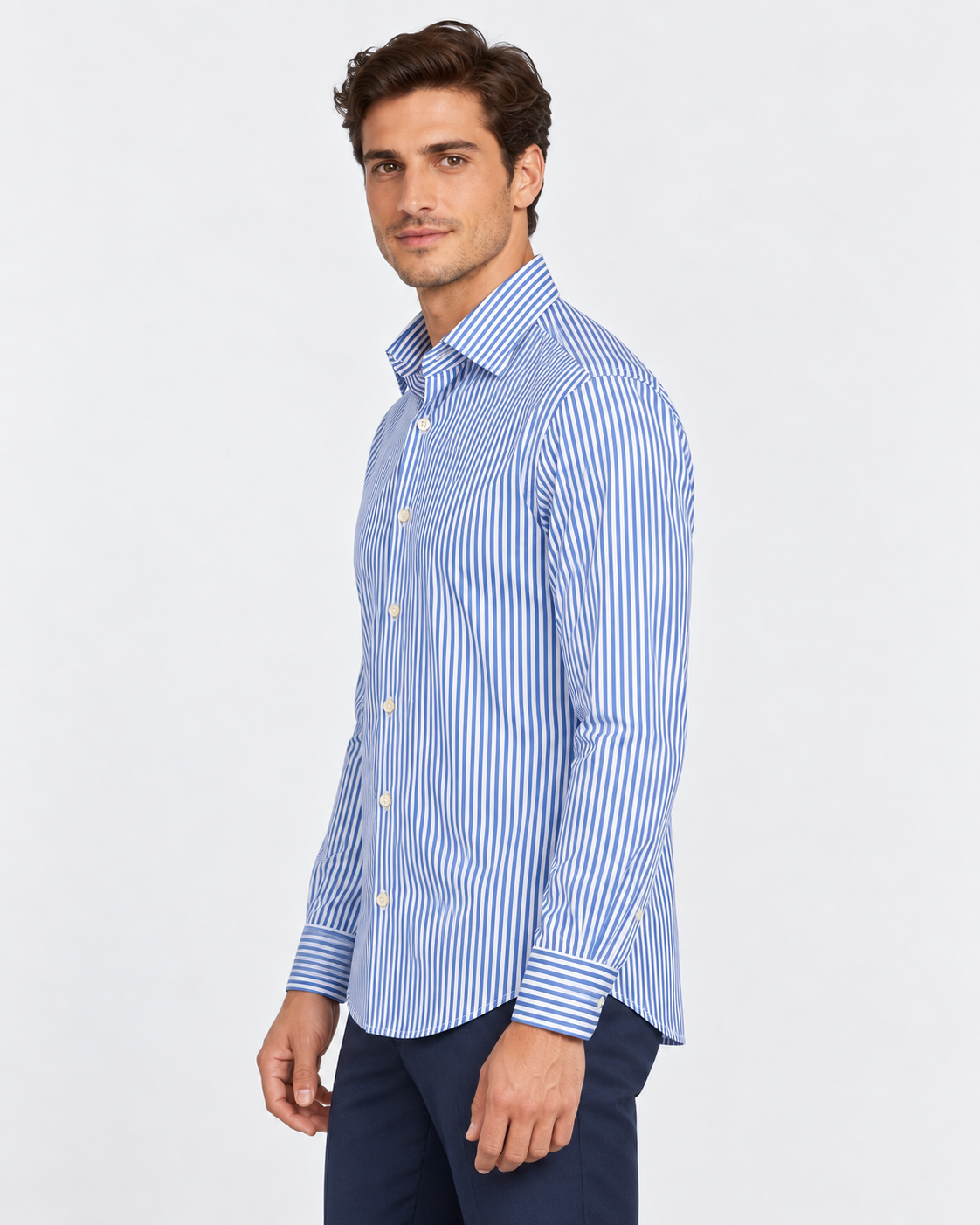 Archivium Camicia Tecnica Uomo a Righe Blu e Bianche