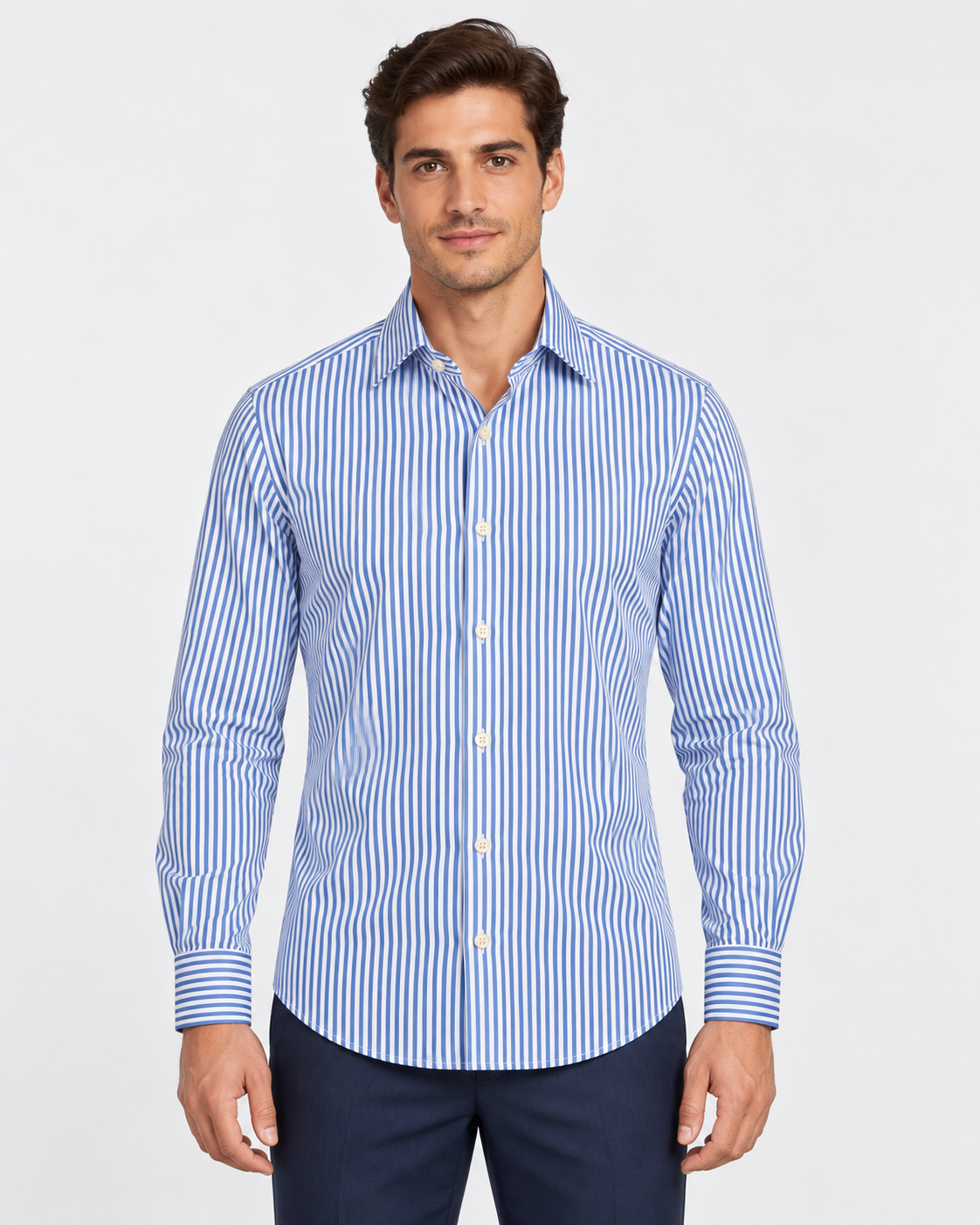 Archivium Camicia Tecnica Uomo a Righe Blu e Bianche