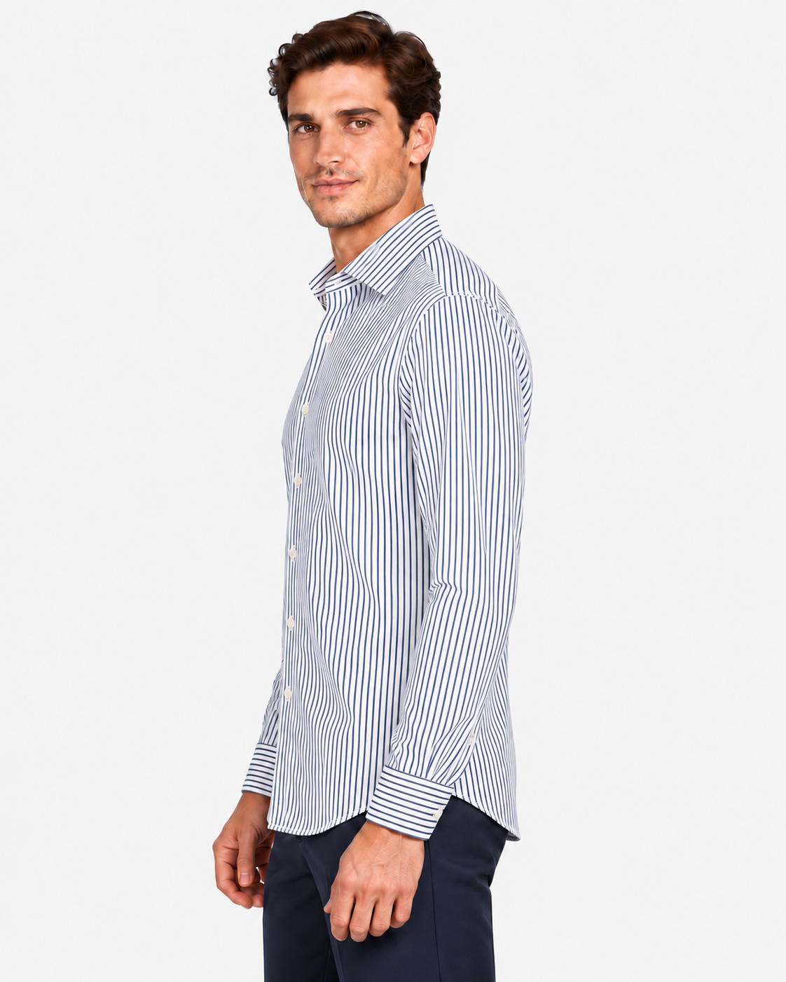 Archivium Camicia Tecnica Uomo a Righe Blu e Bianche