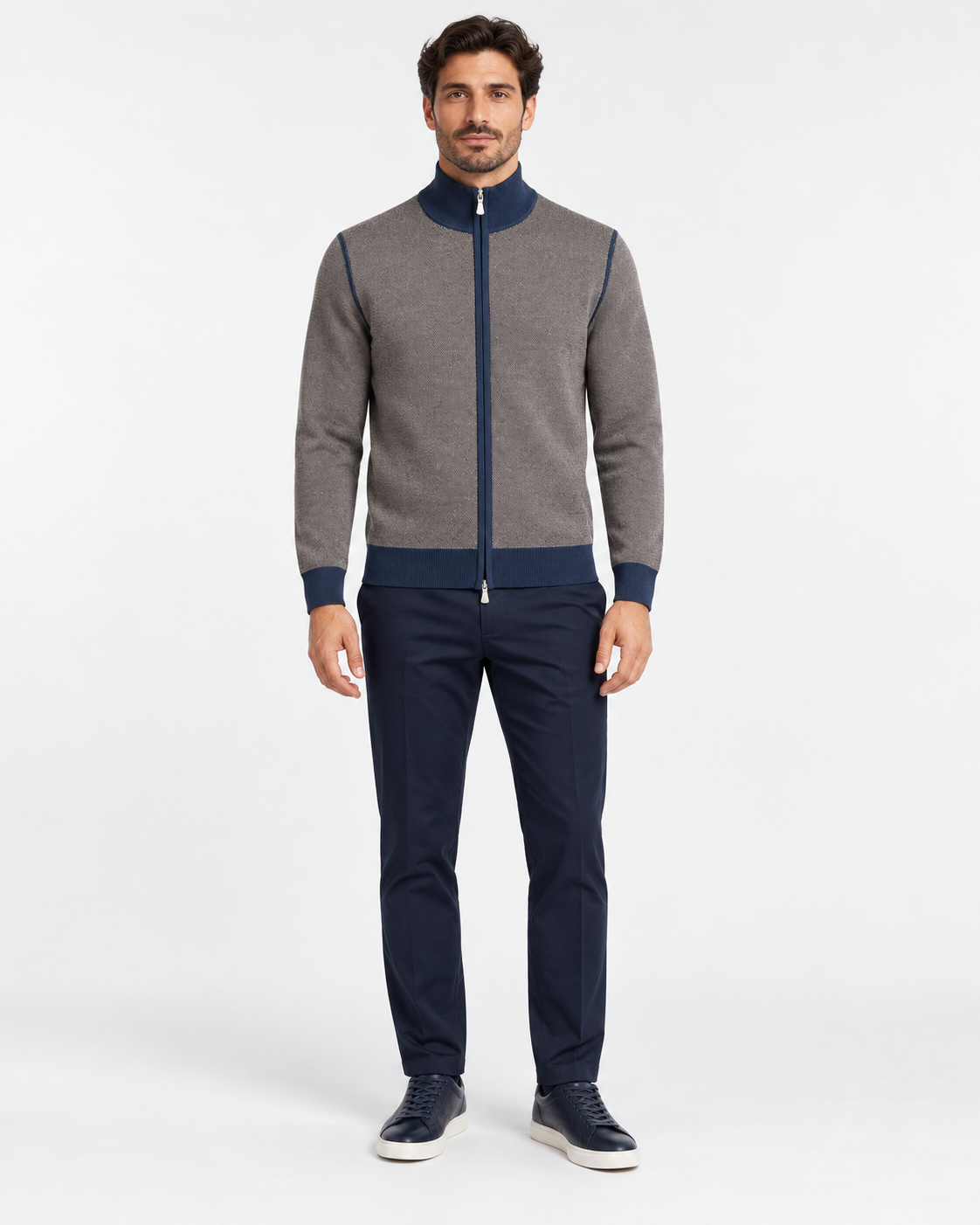 Gran Sasso Cardigan uomo in lana vergine moro blu