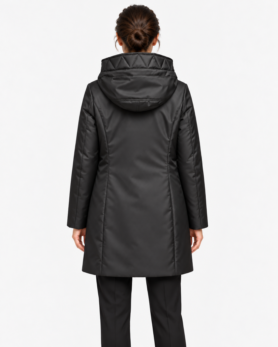 Fay Toggle Coat Donna Nero in Gabardine Tecnico con Cappuccio