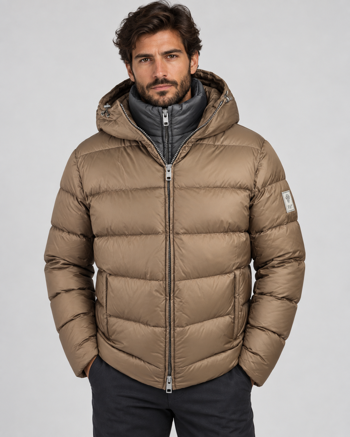 Fay Piumino uomo Double Front in nylon tortora