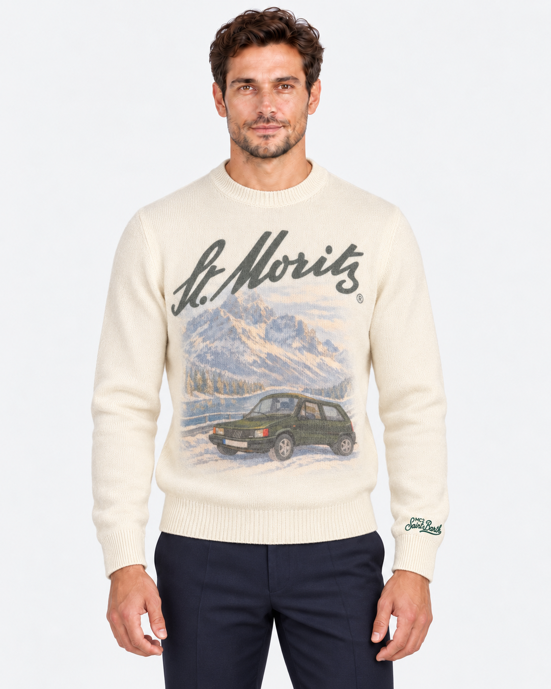 MC2 Saint Barth Maglia Uomo Panda St. Moritz Panna