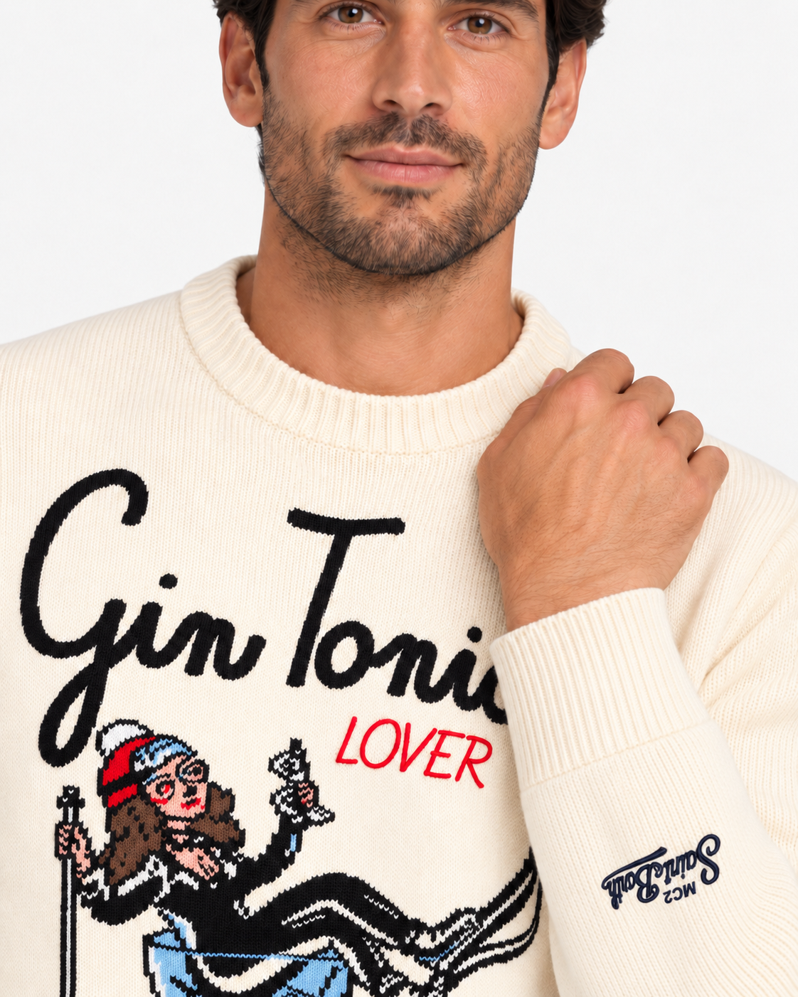 MC2 Saint Barth Maglia Uomo Gin Girl Glass Panna