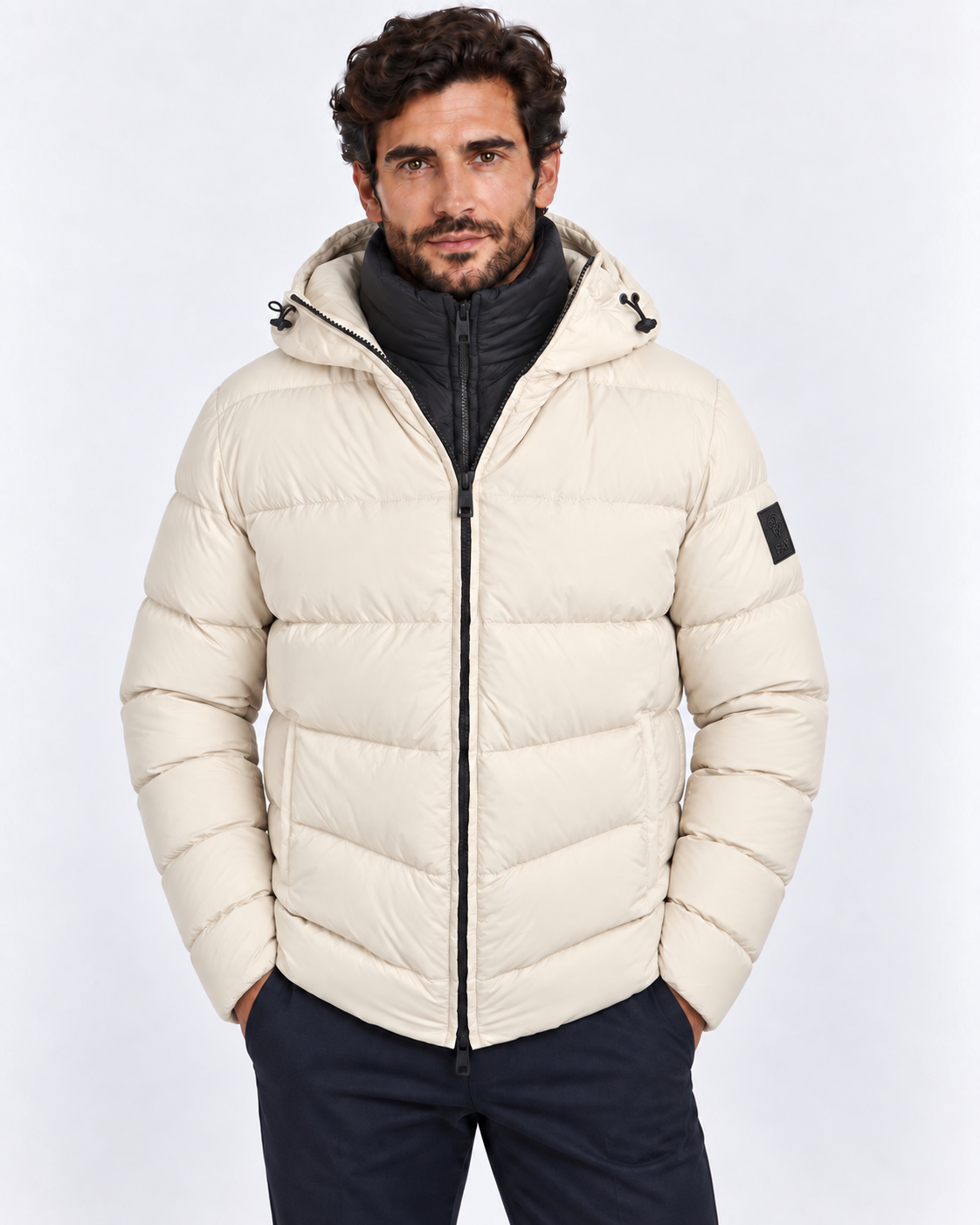 Fay Piumino uomo Double Front in nylon panna