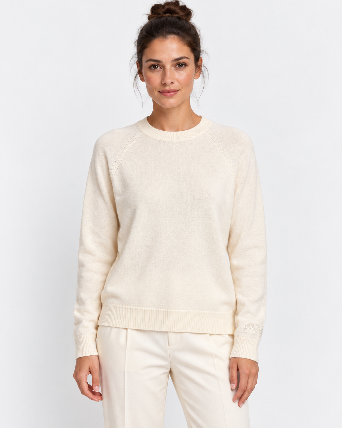 MC2 Saint Barth Maglia Donna Girocollo in cashmere Avorio