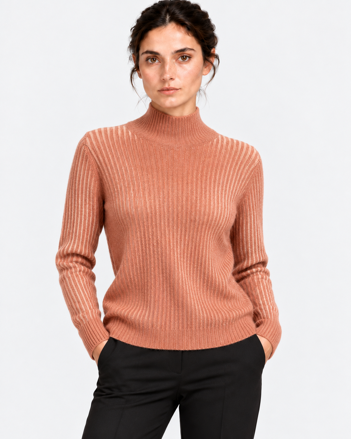 Gran Sasso Maglia Lupetto Donna Terracotta in Puro Cashmere