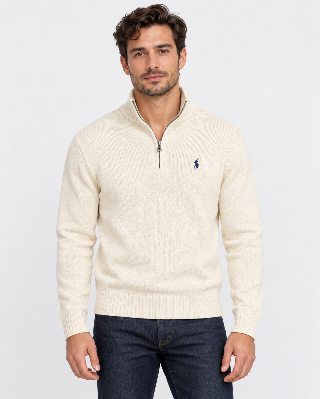 Polo Ralph Lauren Maglione Uomo Mezza Zip Cream