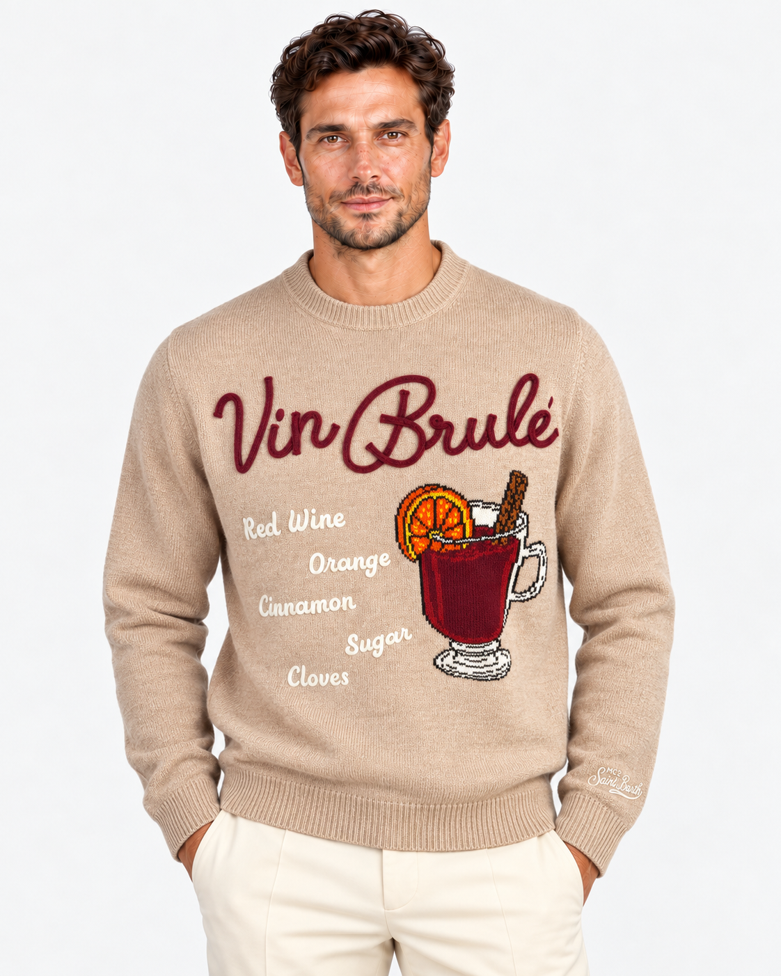 MC2 Saint Barth Maglia Uomo Heron Drink Vin Brulé Beige