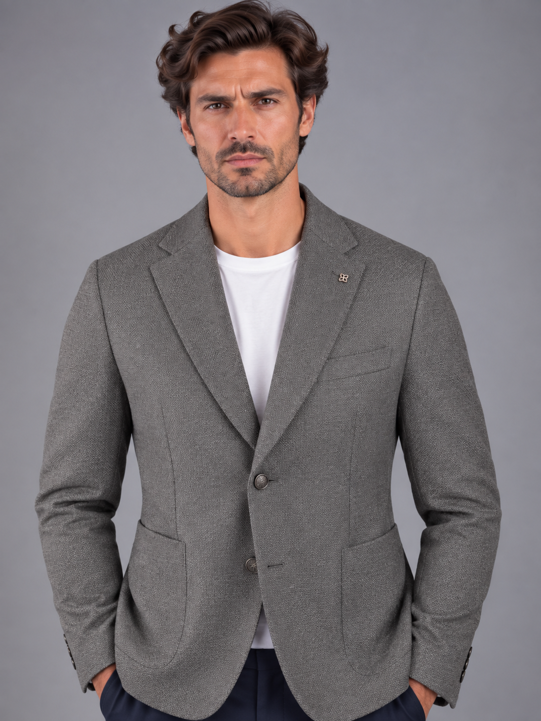Tagliatore giacca uomo montecarlo monopetto grigio silver