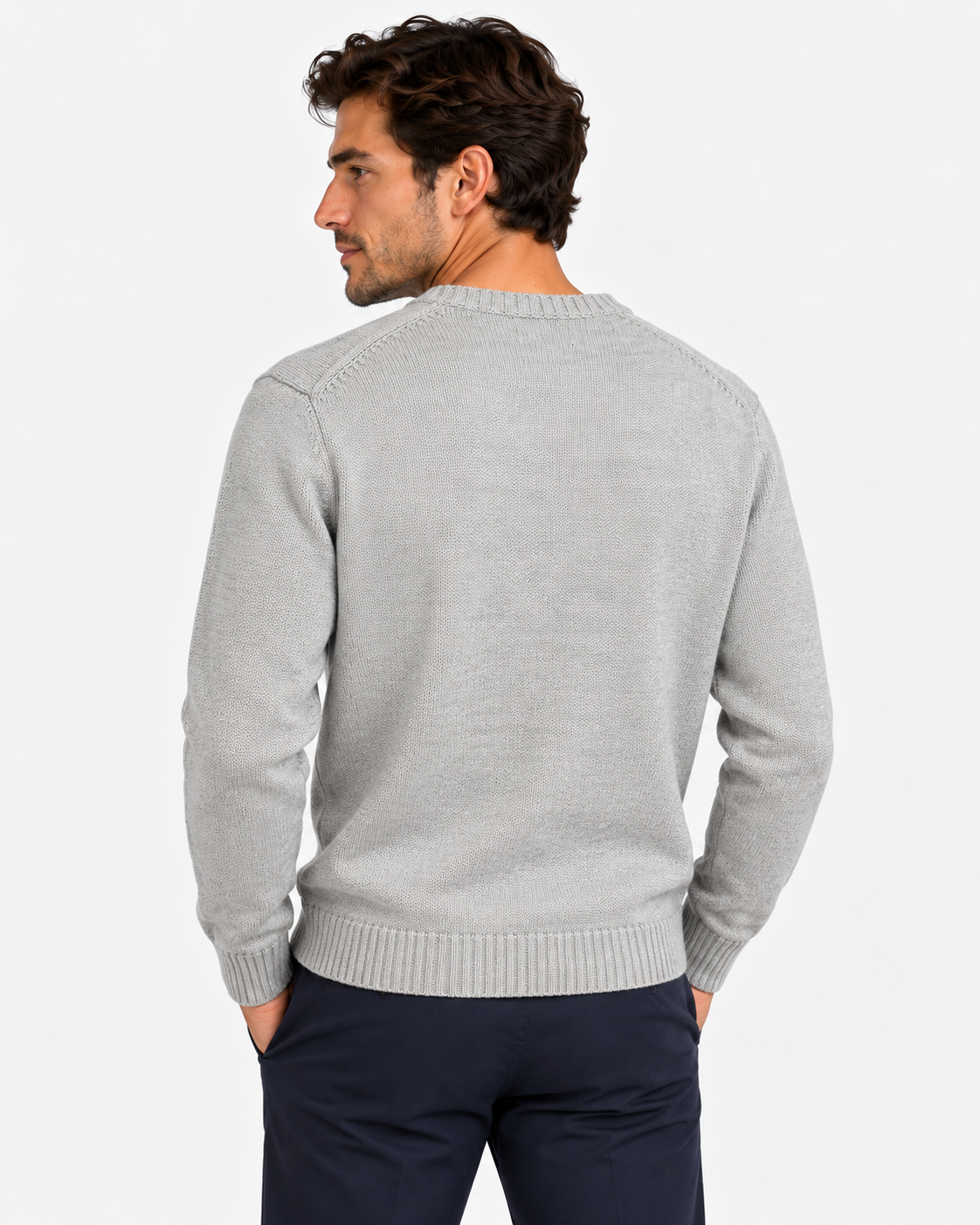 Polo Ralph Lauren Maglione Uomo Girocollo in Cotone Grigio