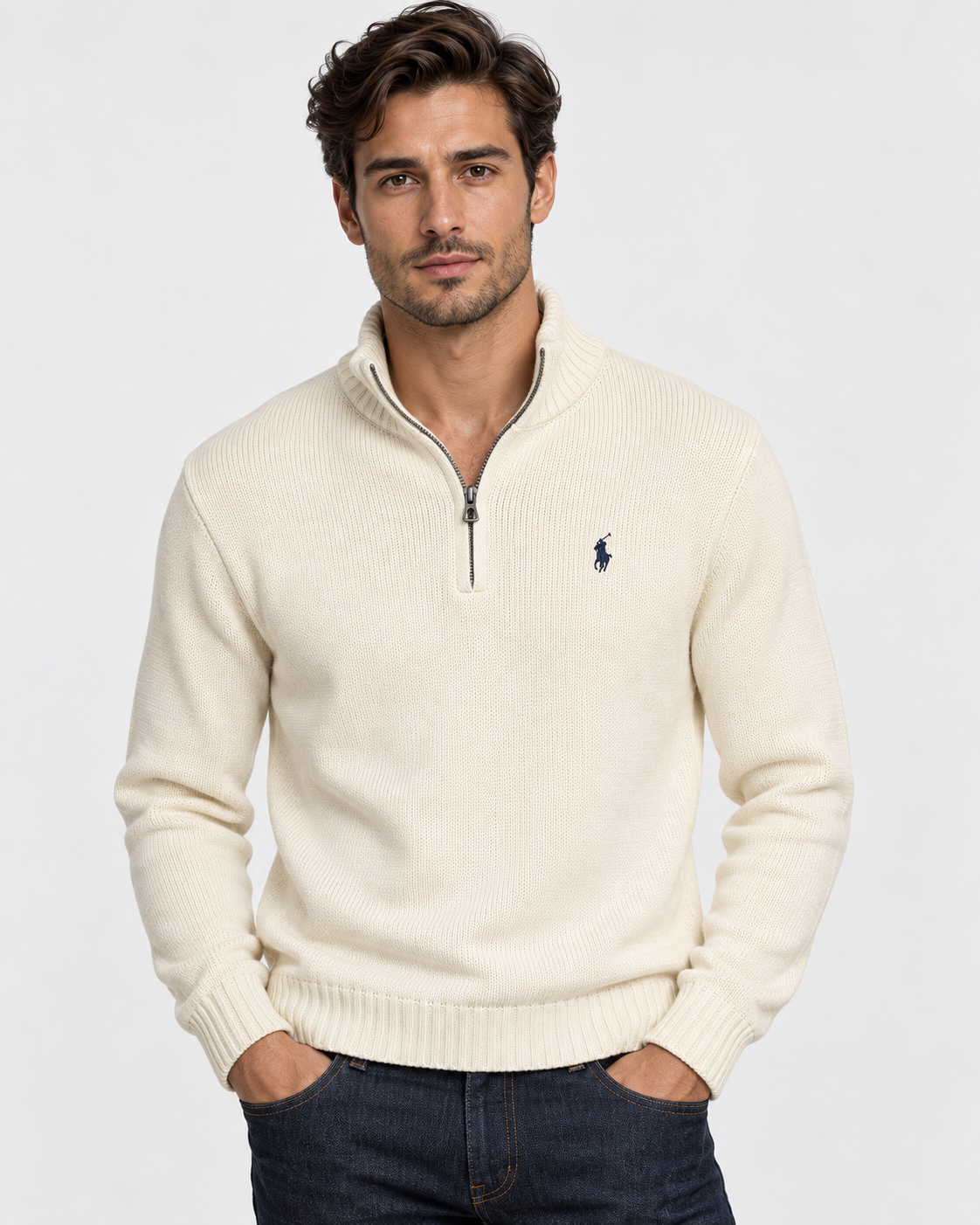 Polo Ralph Lauren Maglione Uomo Mezza Zip Cream