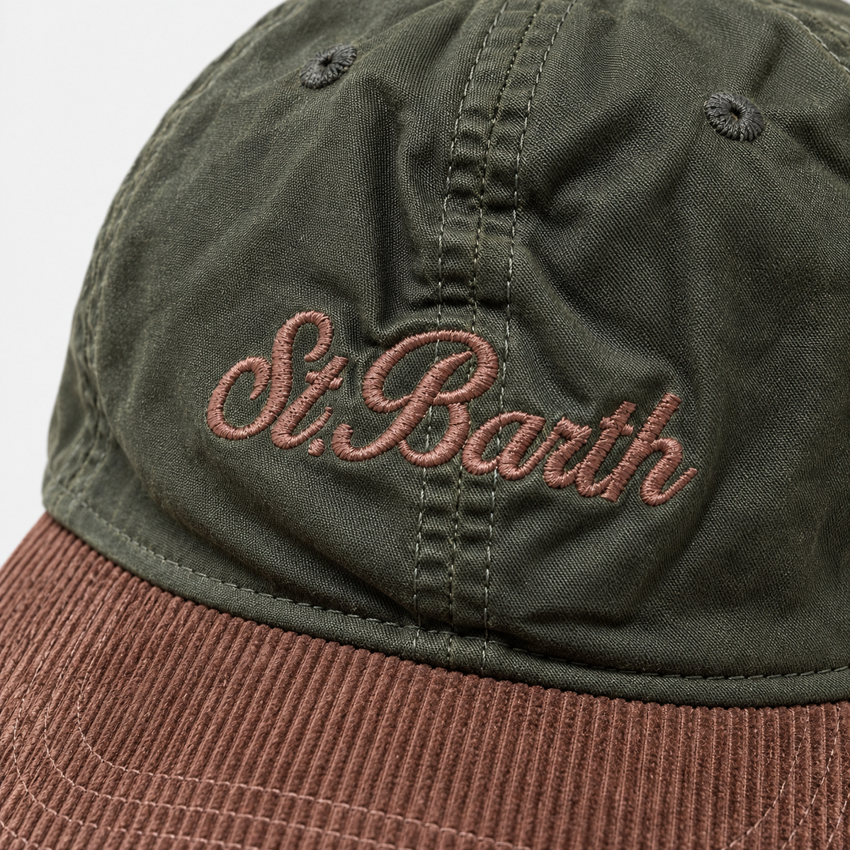 MC2 Saint Barth Cappello Donna Baseball Wax Corduroy Verde e Marrone