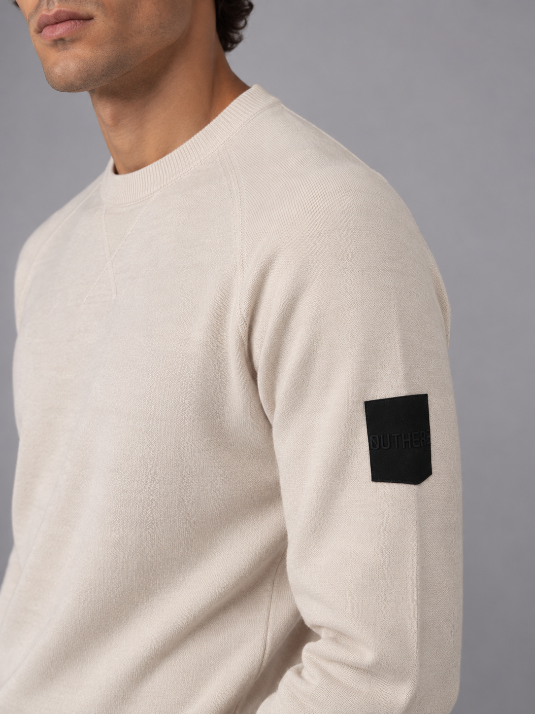 Outhere maglione girocollo uomo woodveil in misto lana off white