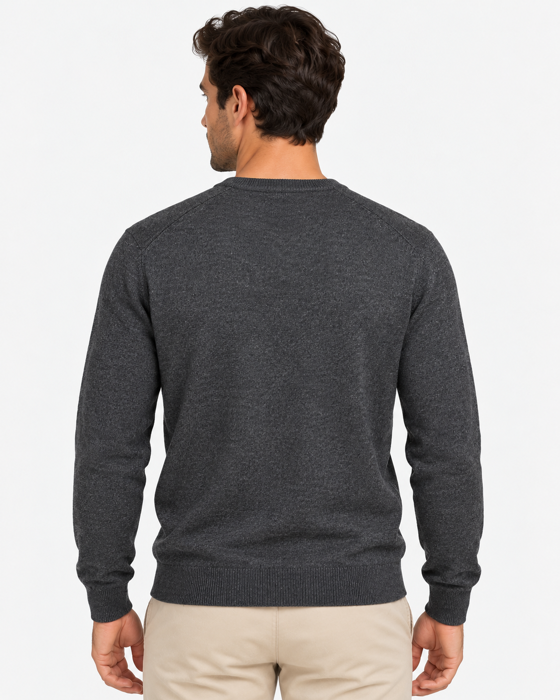 Polo Ralph Lauren Maglione Uomo Girocollo in Pura Lana Grigio Antracite