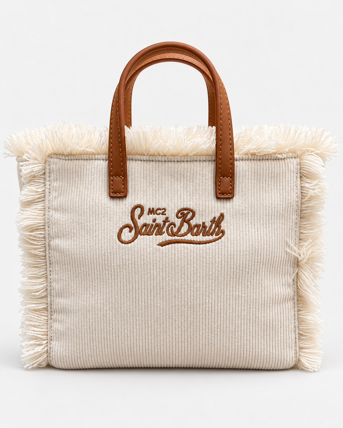 MC2 Saint Barth Borsa Donna Vanity Mini in Velluto a Coste Panna