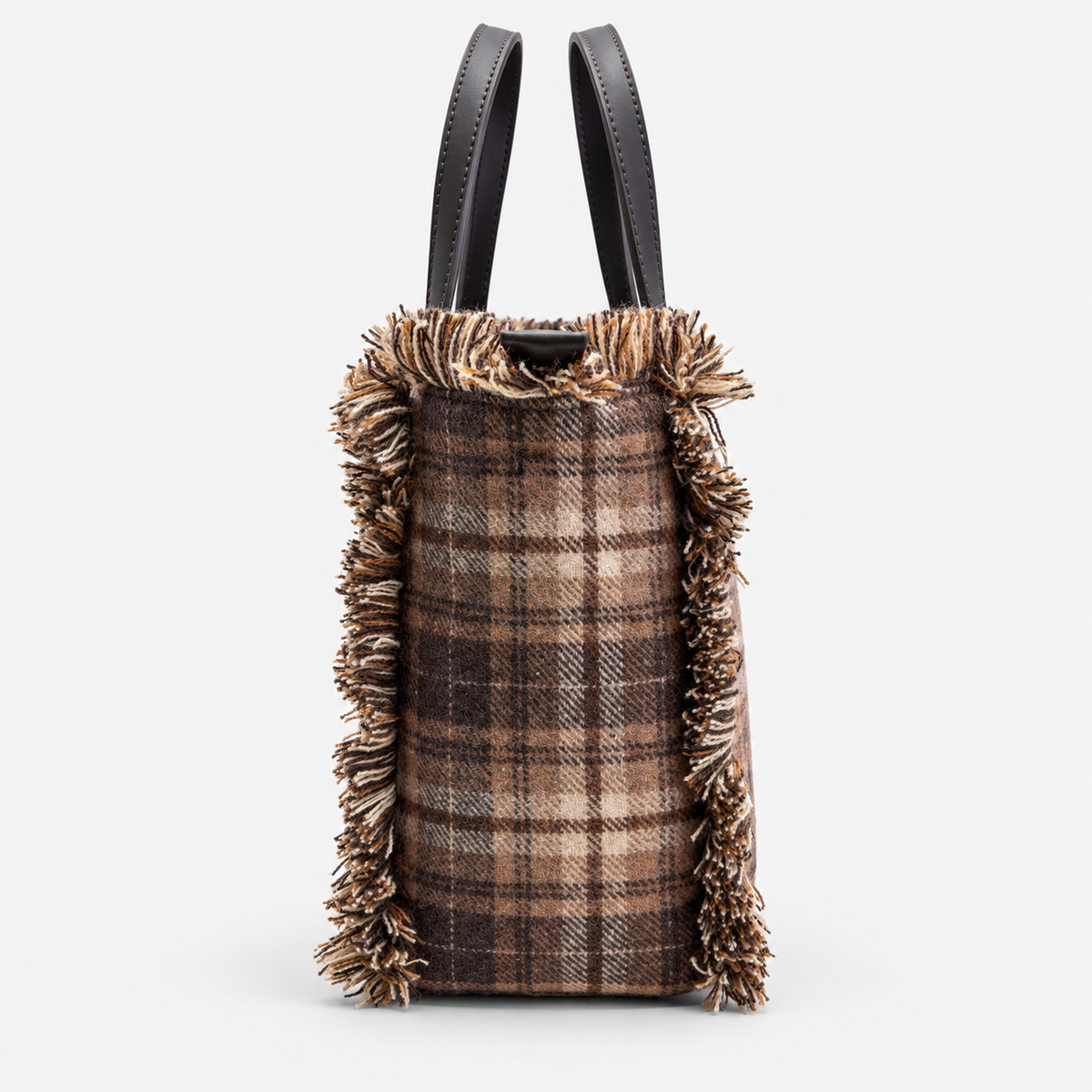 MC2 Saint Barth Borsa Donna Colette Tartan Marrone con Frange